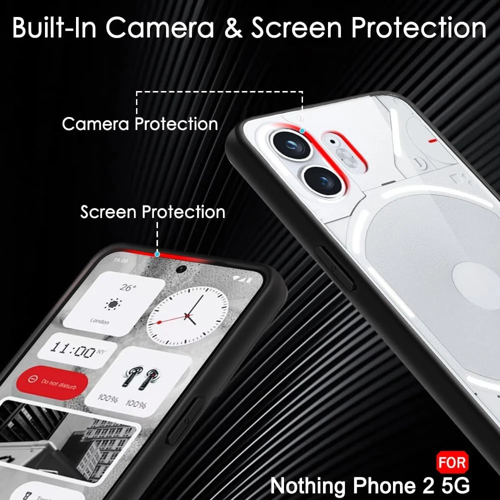 DL3 Mobilak Soft Silicone Protective Case for Nothing Phone 2 with Camera Protection and Military-Grade Protection - Black