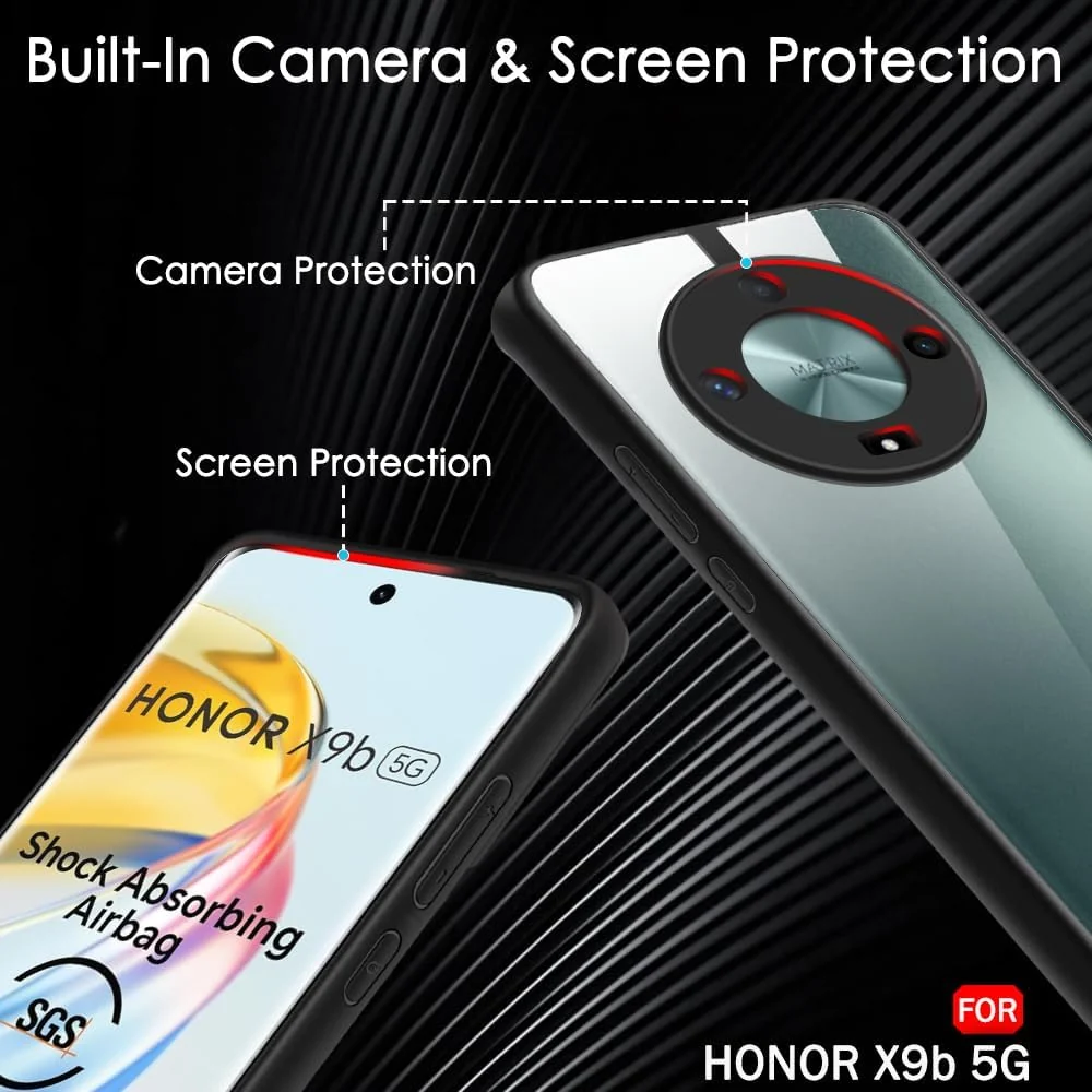 DL3 Mobilak Soft Silicone Protective Case for Honor X9b / Honor Magic 6 Lite / X50 with Camera Protection and Military-Grade Protection - Black