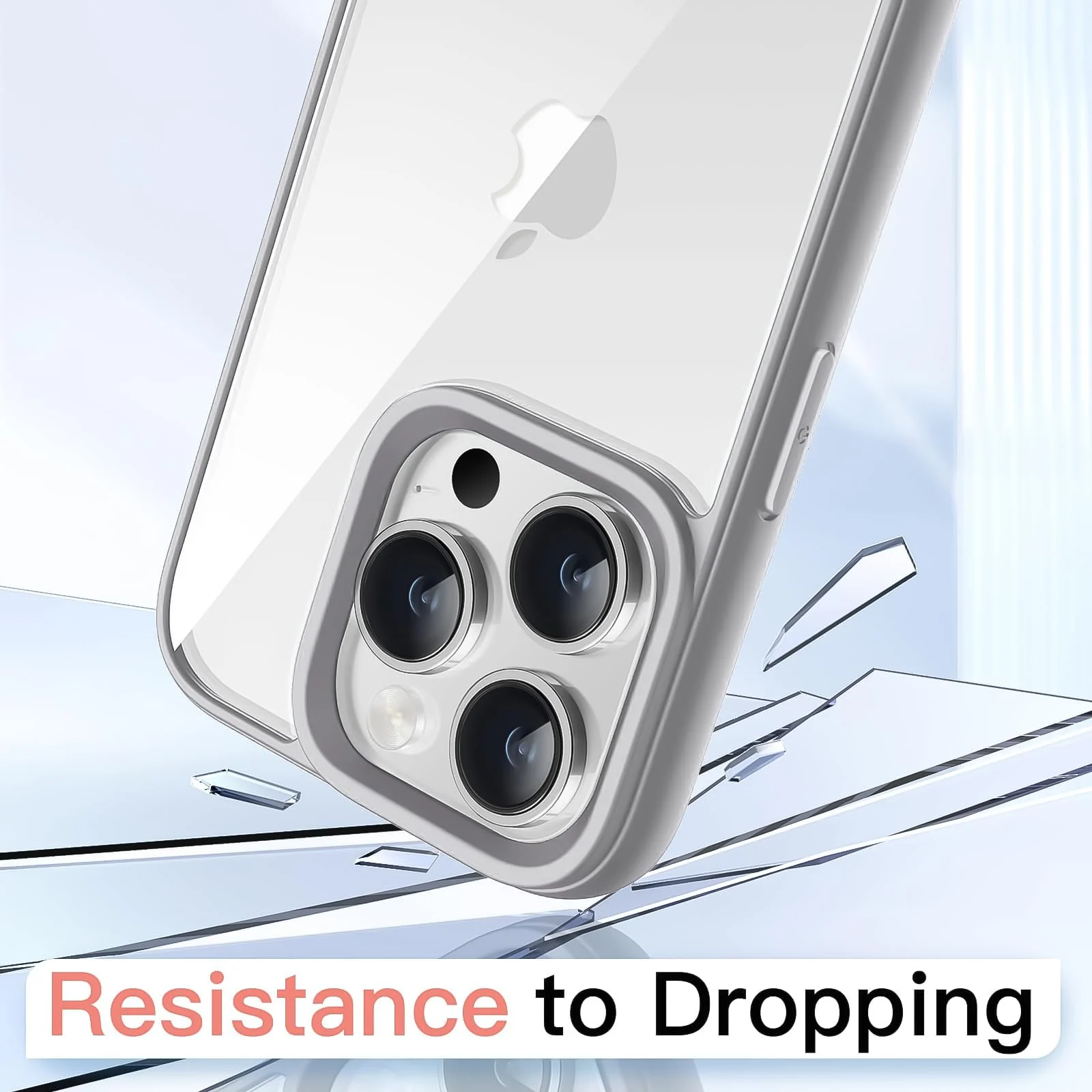 DL3 Mobilak Clear PC and TPU Protective Case for iPhone 16 Pro Max with Military-Grade Protection and Anti-Yellowing Design - Titanium