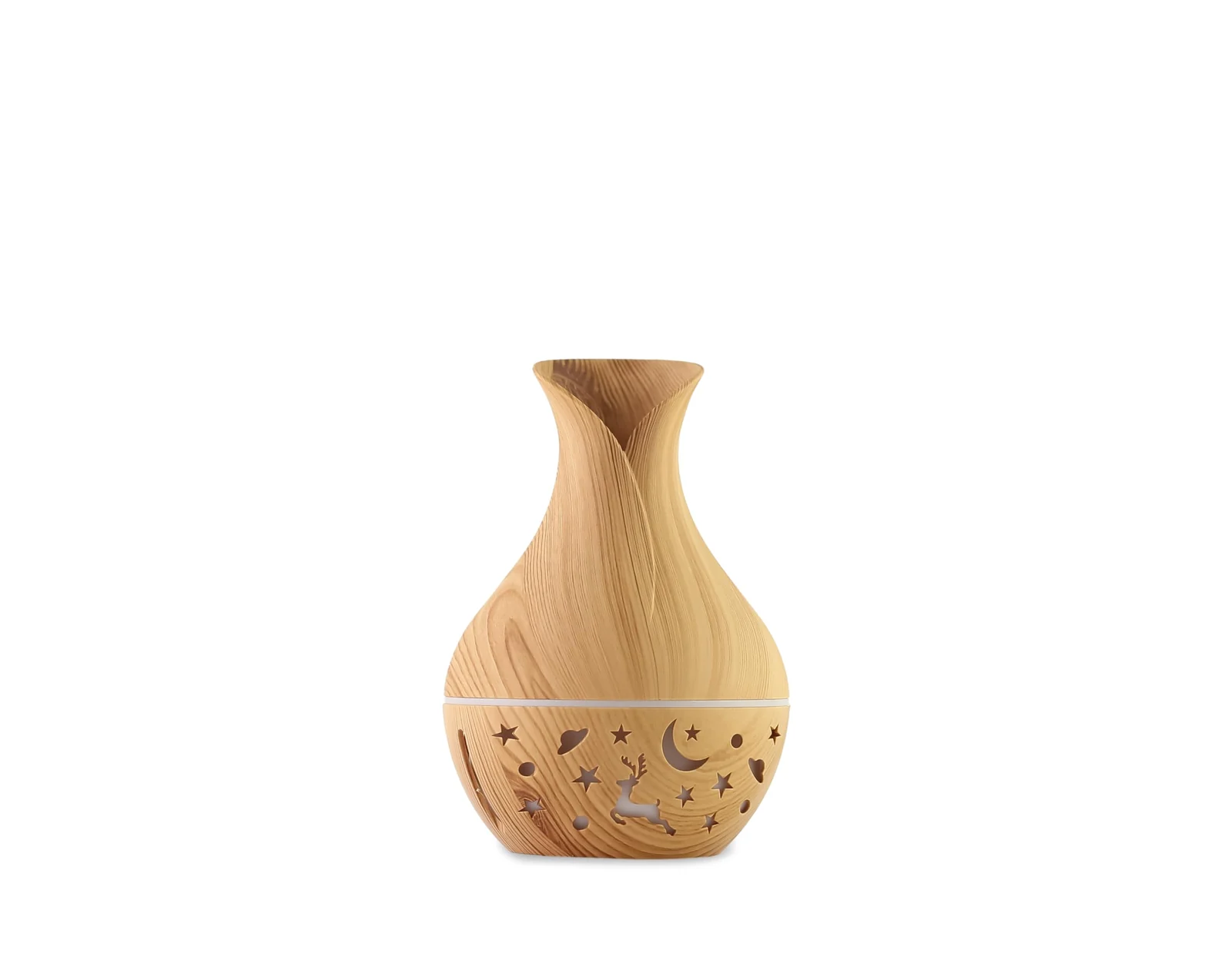 mobigon Wood Cool Mist Ultrasonic Humidifier for Room Moisture, Aroma Diffuser for Home, 200ml Essential Oil Diffuser with 7 Colorful Night Light, Auto Shut-Off, Home, Office, car (A.White)