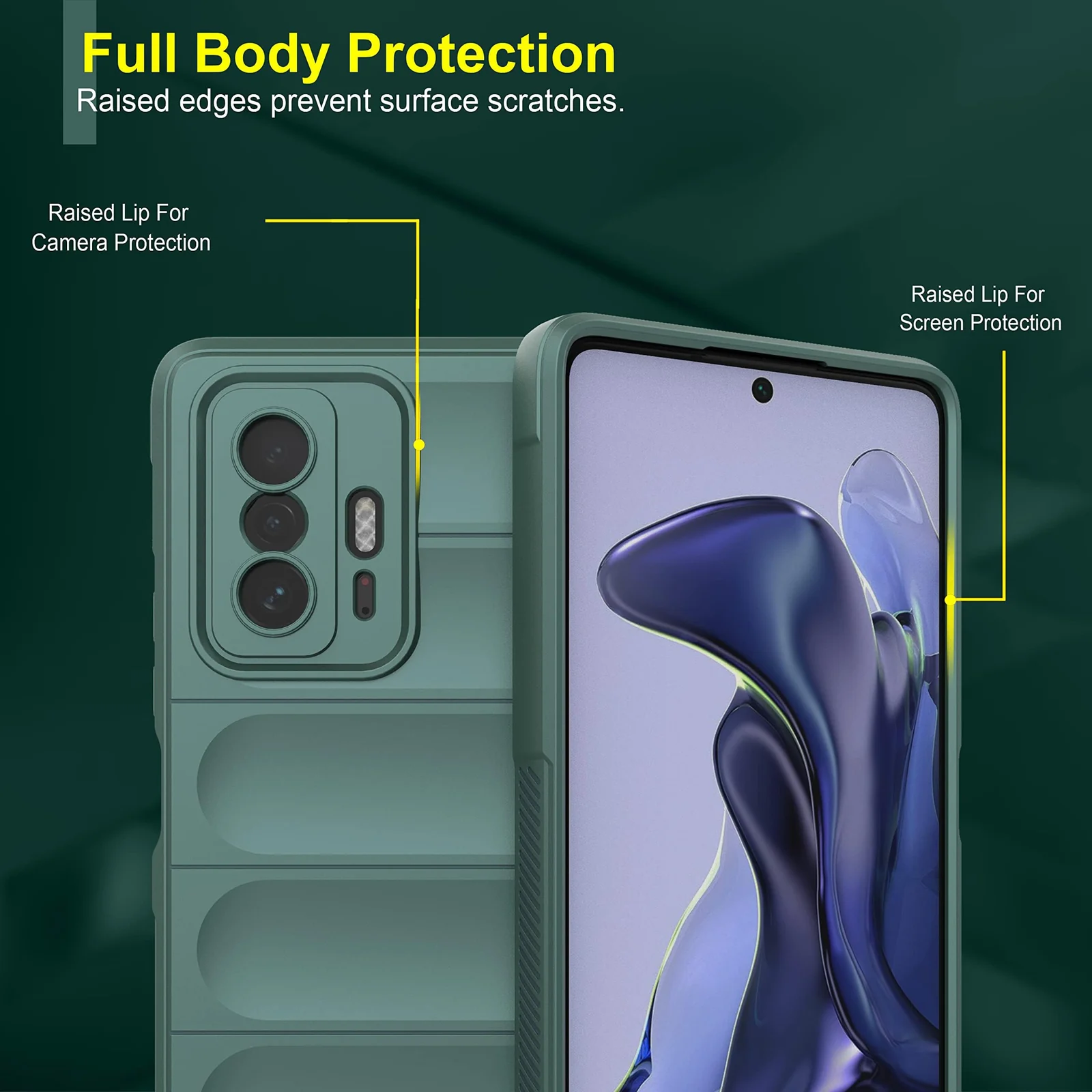 DL3 Mobilak Silicone Case for Xiaomi 11T 5G / Xiaomi 11T Pro 5G Heavy Duty Protective [Slim Fit] Shockproof Soft Flexible Protective Design Shock-TPU Cover With Camera Protection - Green