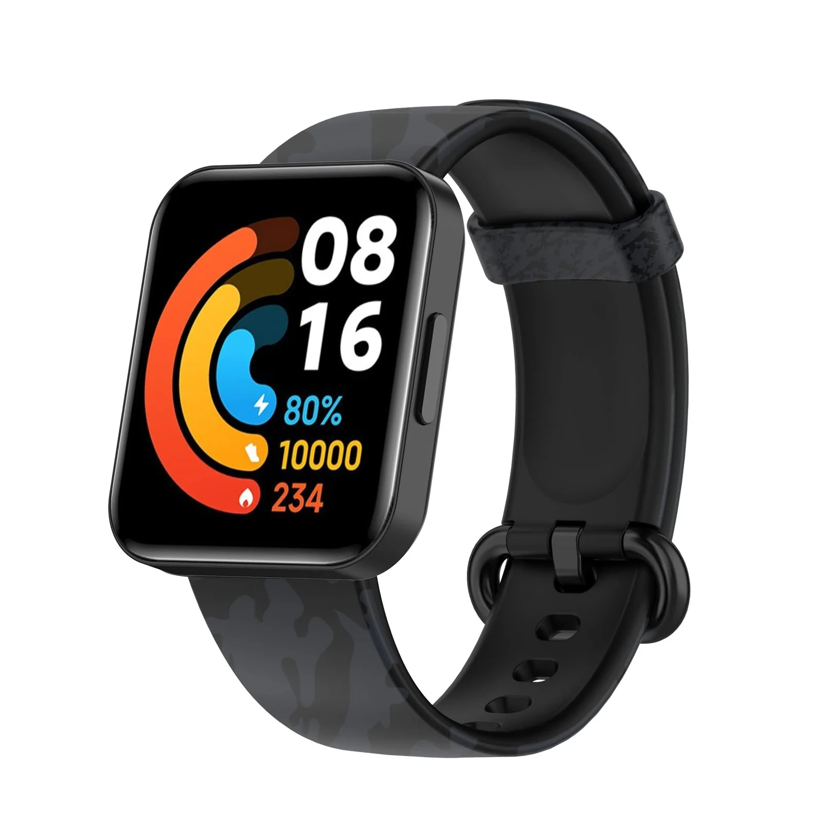 DL3 Mobilak Strap Compatible with Xiaomi Redmi Watch 2 Lite/Poco Watch/Redmi Watch 2 / Horloge 2 Soft Replacement Sport Silicone Strap (Camouflage Grey), unisex-adult - Black