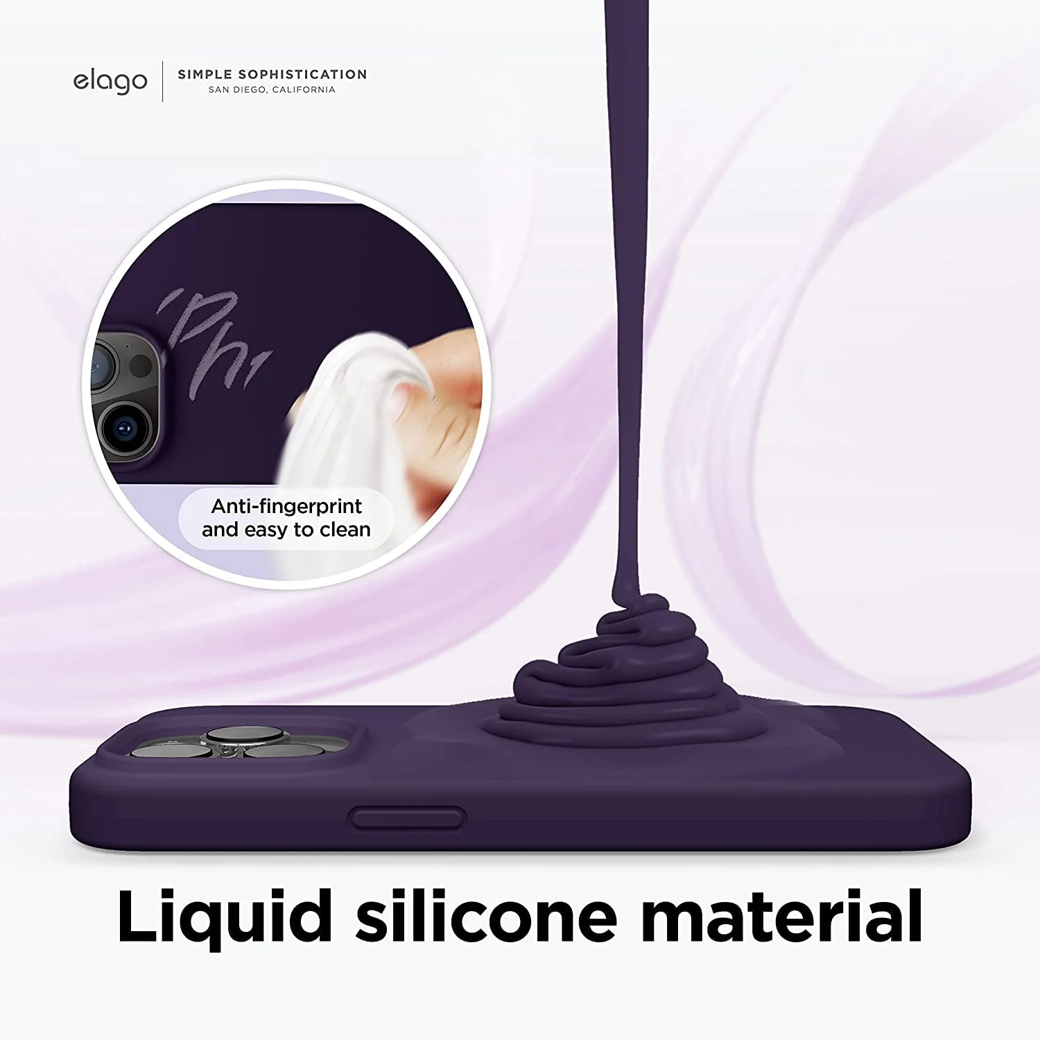 DL3 Mobilak Liquid Silicone Case for iPhone 14 Pro Max (6.7 Inch), Shock-absorbing protection, Scratch-resistant surface, Soft microfiber lining - Deep Purple