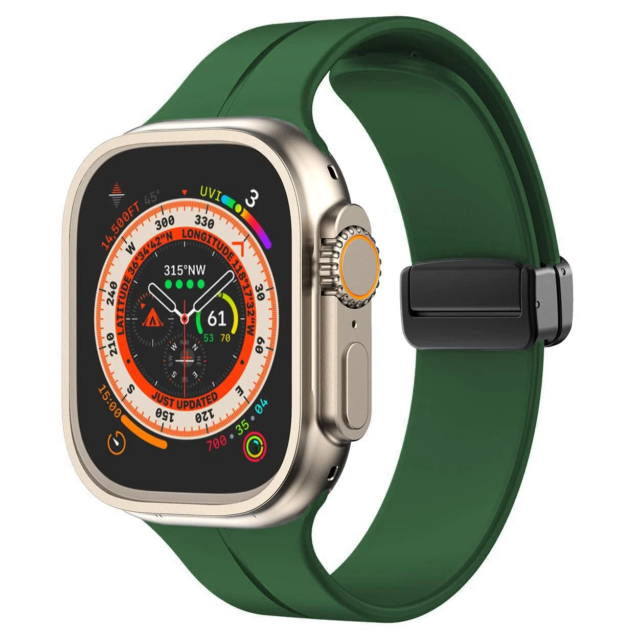 DL3 Mobilak Magnetic Strap for Apple Watch Band 49mm 45mm 44mm 41mm 40mm 38mm 42mm, Sport Silicone Replacement Wristband Strap for iwatch Series 9 8/7/6/5/4/3/2/SE (Clover, 42mm/44mm/45mm/49mm) - Clover Green