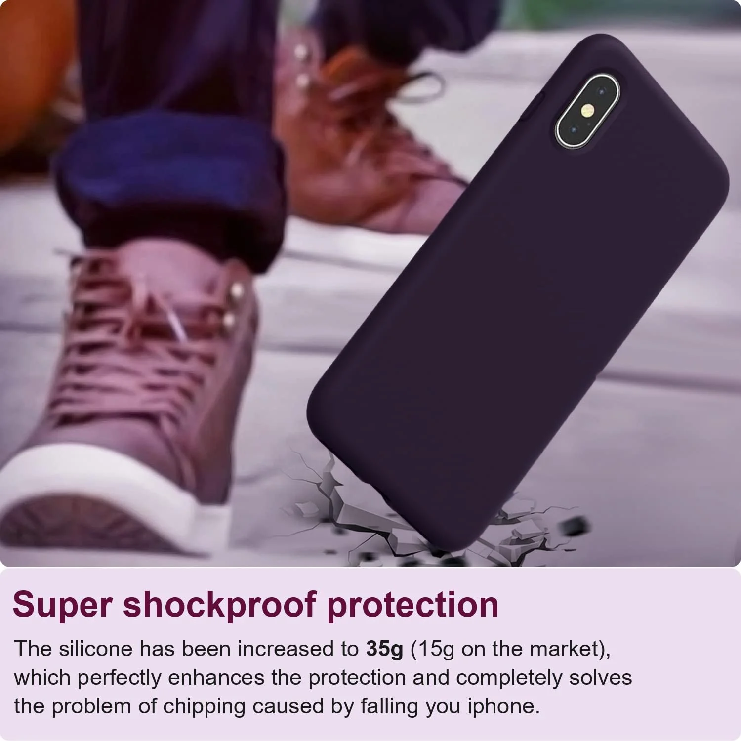 DL3 Mobilak Compatible with iPhone XS Max Case, Liquid Silicone Case, Full Body Protective Cover, Shockproof, Slim Phone Case, Anti-Scratch Soft Microfiber Lining - Elderberry