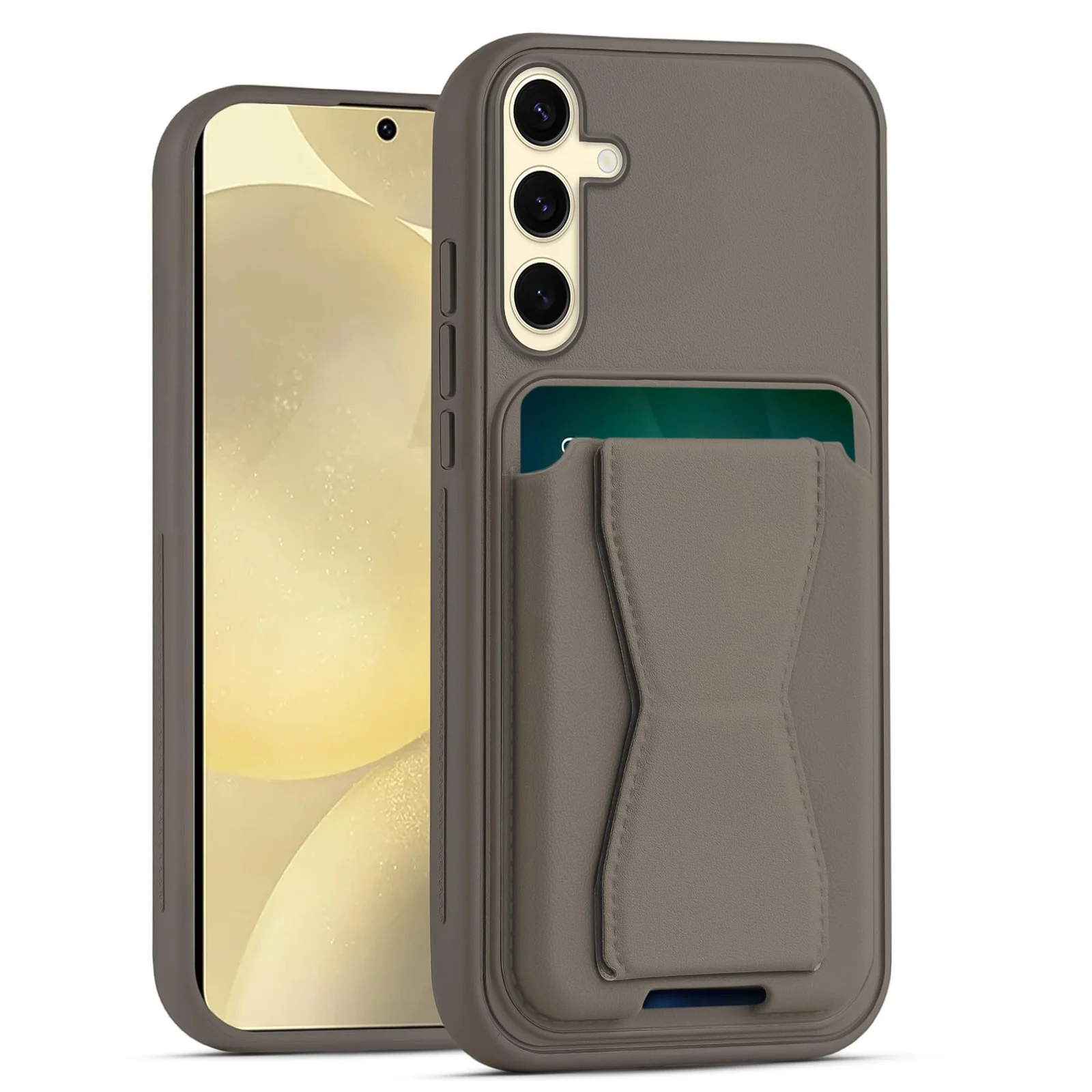DL3 Mobilak Leather Wallet Case Compatible with Samsung Galaxy A05S, Leather Back Cover With TPU Frame, Shockproof Protective Phone Case with Card Holder Stand - Titanium