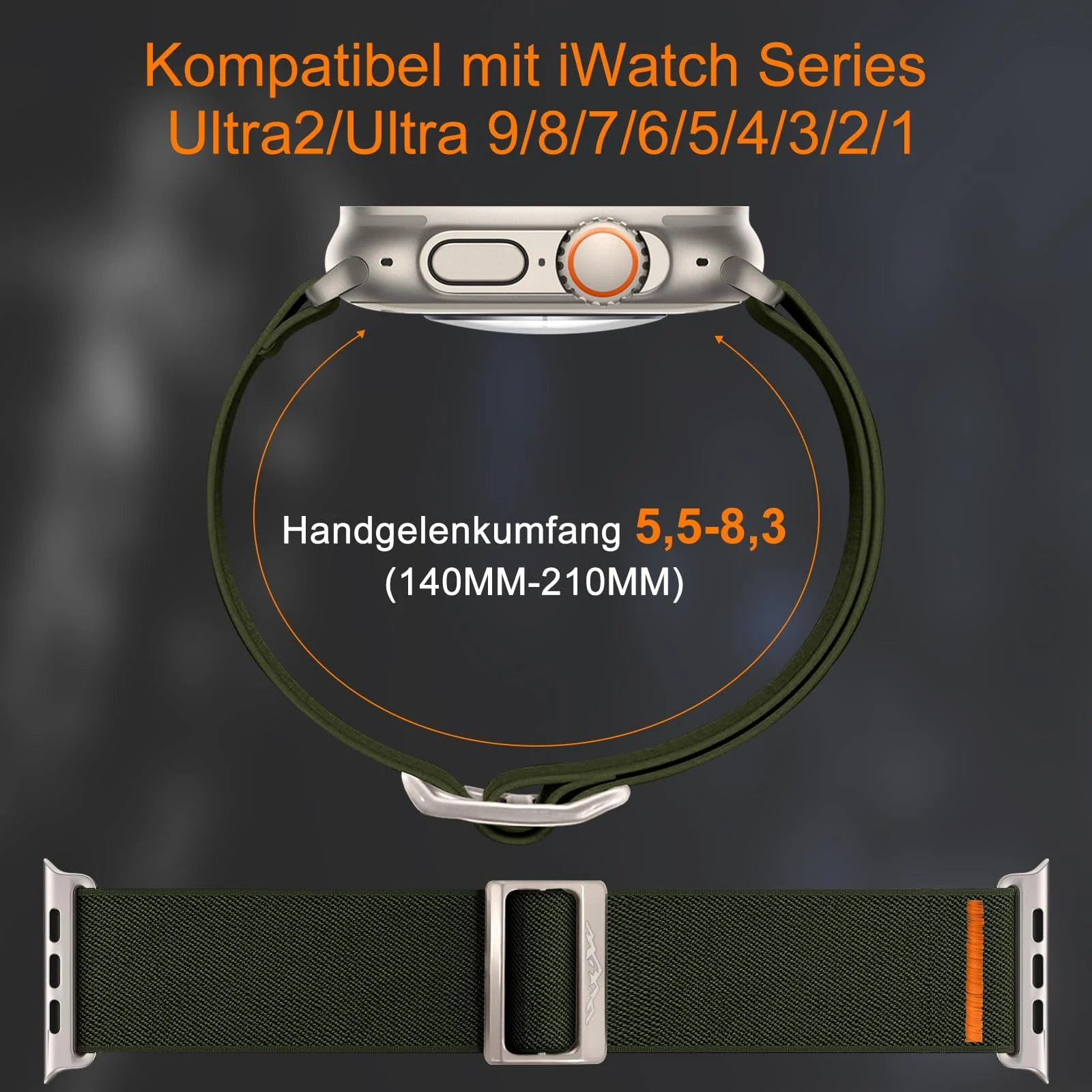 DL3 Mobilak Solo Loop Nylon Band Compatible with Apple Watch Ultra 2/Ultra Band 49mm 45mm 46mm 44mm 42mm for Men Women, Soft Fabric Braided Elastic Sport Strap for iWatch Series SE 10/9/8/7/6/5/4 - Army Green