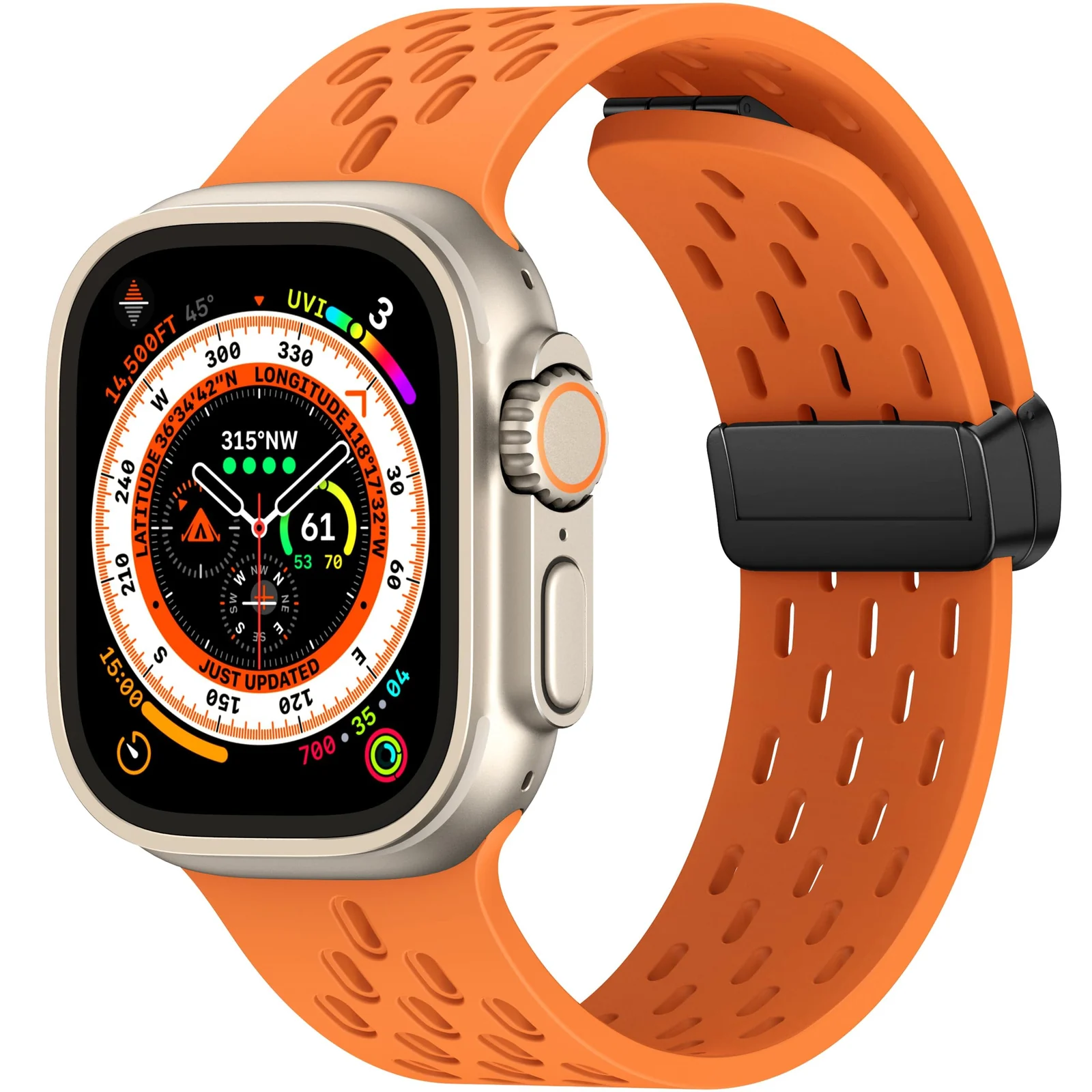 DL3 Mobilak Magnetic Bands for Apple Watch Band 49mm 46mm 45mm 44mm 42mm, Soft Silicone Magnetic Buckle Breathable Sport Watch Strap for iWatch Ultra2 Ultra SE SE2 Series 10 9 8 7 6 5 4 3 2 1 - Orange