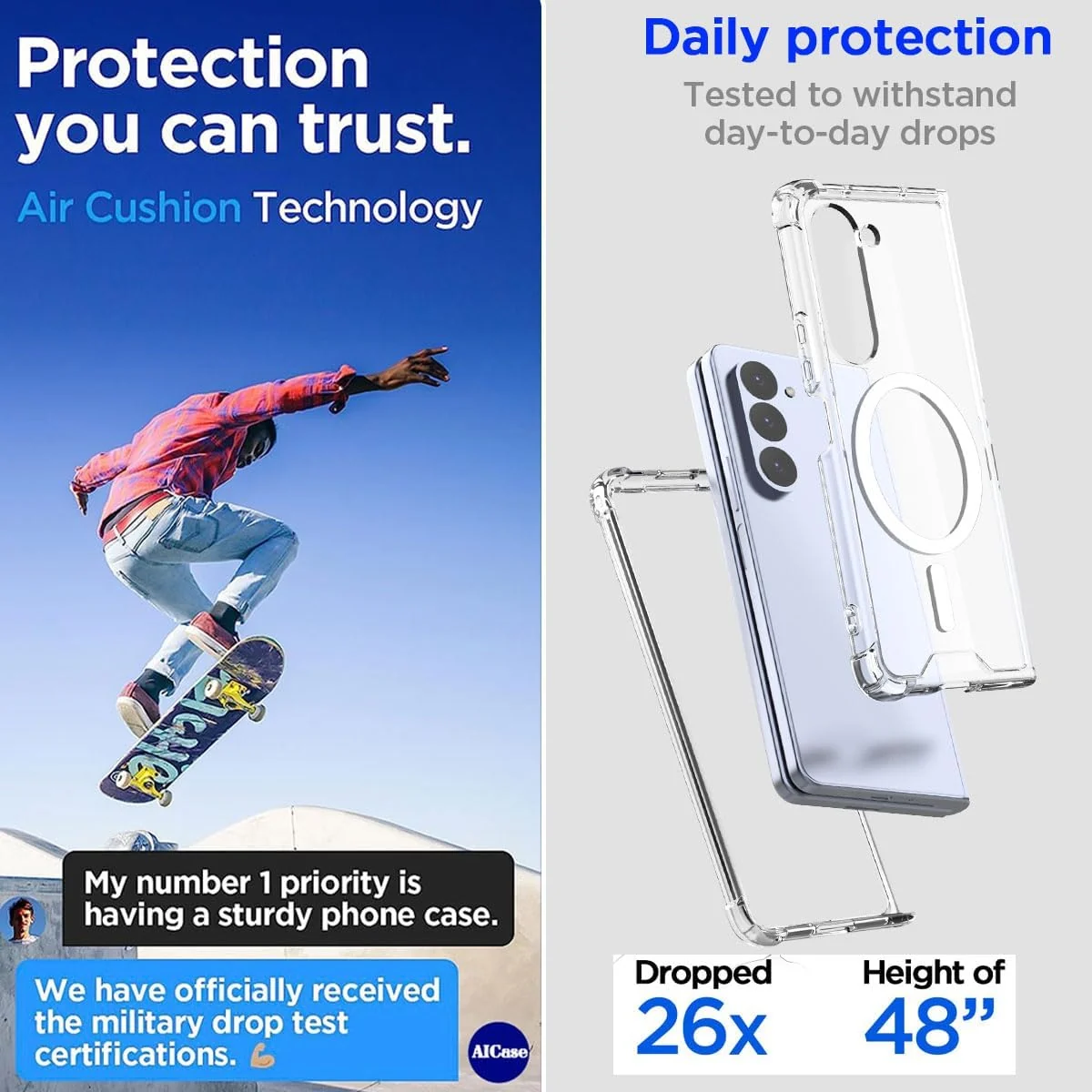 DL3 Mobilak for Samsung Galaxy Z Fold 5 Case, Compatible with MagSafe Shockproof Protection Yellowing Resistant Magnetic Phone Case for Galaxy Z Fold 5 5G (2023) - Clear