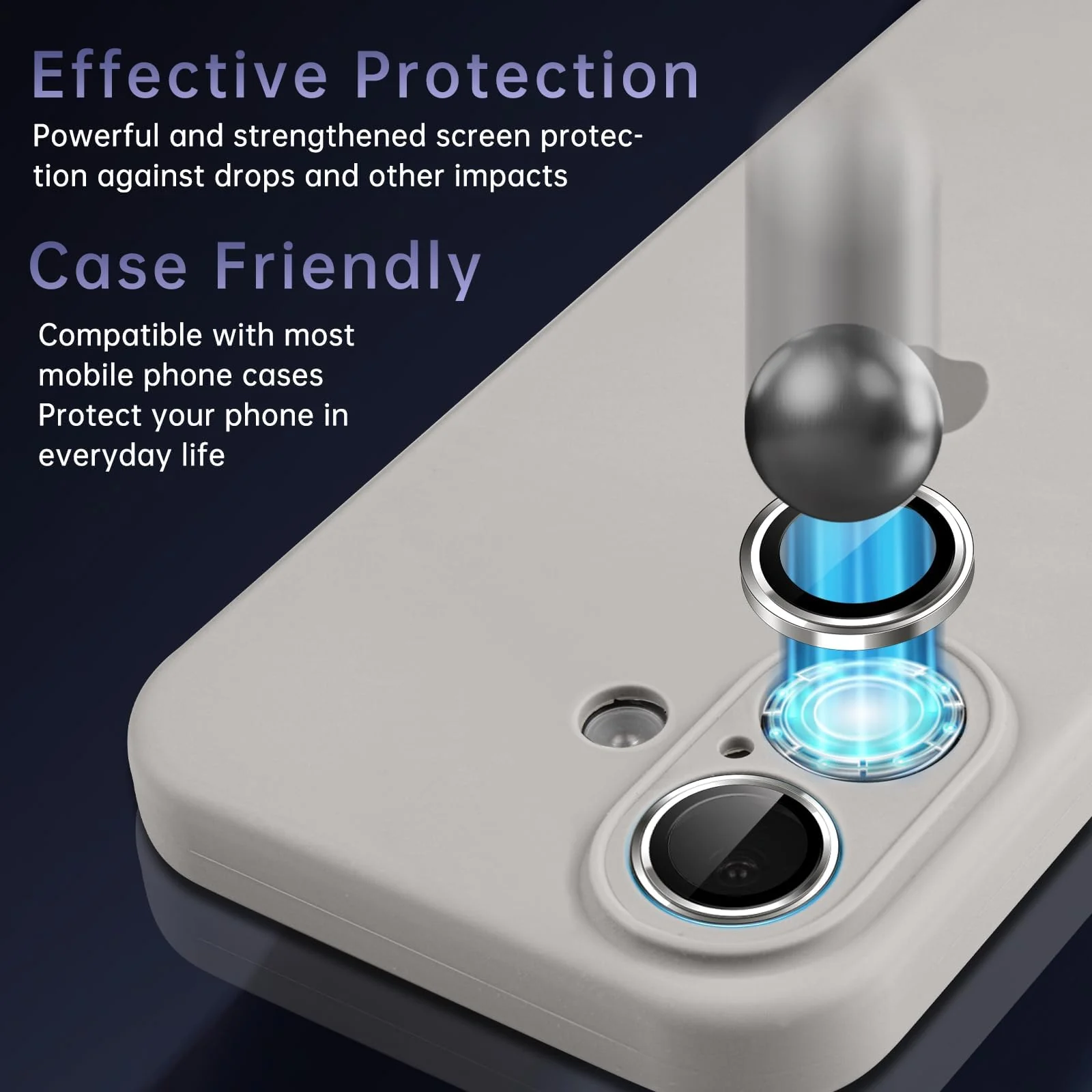 DL3 Mobilak Camera Lens Protector For iPhone 16/iPhone 16+ Plus, [Keep Original Shooting] Tempered Glass Screen Protector Metal Individual Camera Cover, Case Friendly - Silver