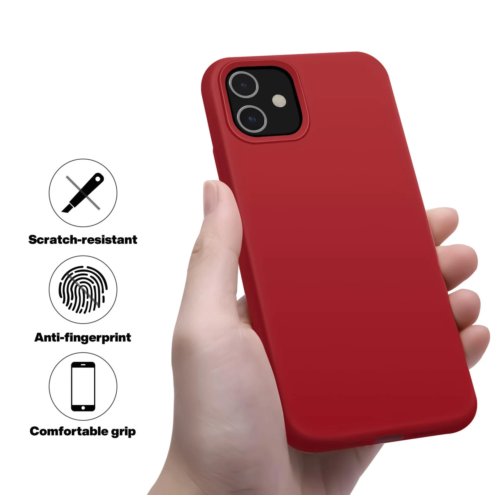 DL3 Mobilak Compatible with iPhone 11 (6.1 Inch) Case, Liquid Silicone Case, Full Body Protective Cover, Shockproof, Slim Phone Case, Anti-Scratch Soft Microfiber Lining - Dark Red