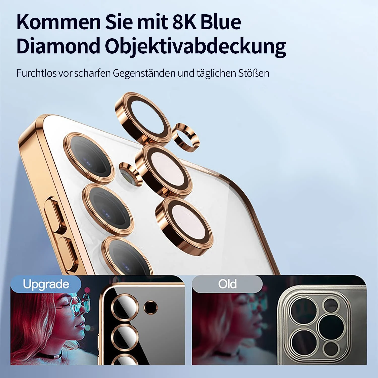 DL3 Mobilak Case for Samsung Galaxy S23 MagSafe with Camera Lens Protector, Magnetic Clear Case Full Protection Plating Anti-Scratch Slim Thin Case Cover - Gold