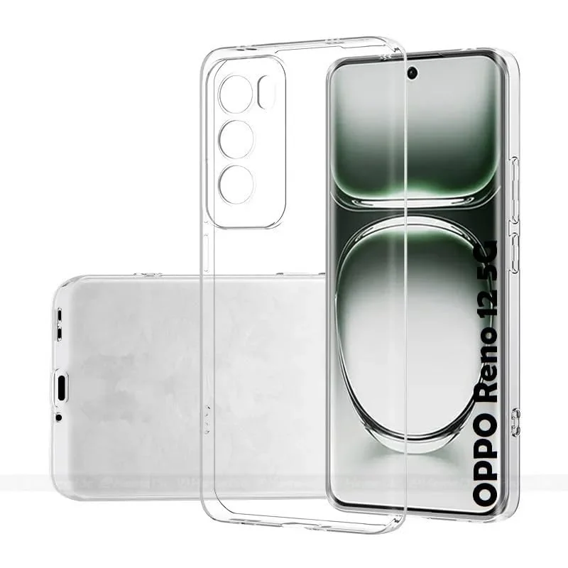 DL3 Mobilak Case Compatible with OPPO Reno 12 5G Case Crystal Soft TPU Gel Case Flexible Silicone Anti-Scratch Camera Protection TPU Cover - Clear