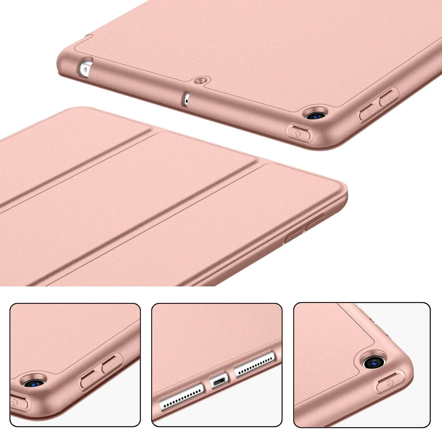 DL3 Mobilak Case For iPad 9.7-inch, (2018/2017), iPad Pro 9.7 Inch 2016, iPad Air 2nd/1st Smart Cover with Pencil Holder and Soft Silicone Back and Full Body Protection, Auto Wake/Sleep - Rose Gold