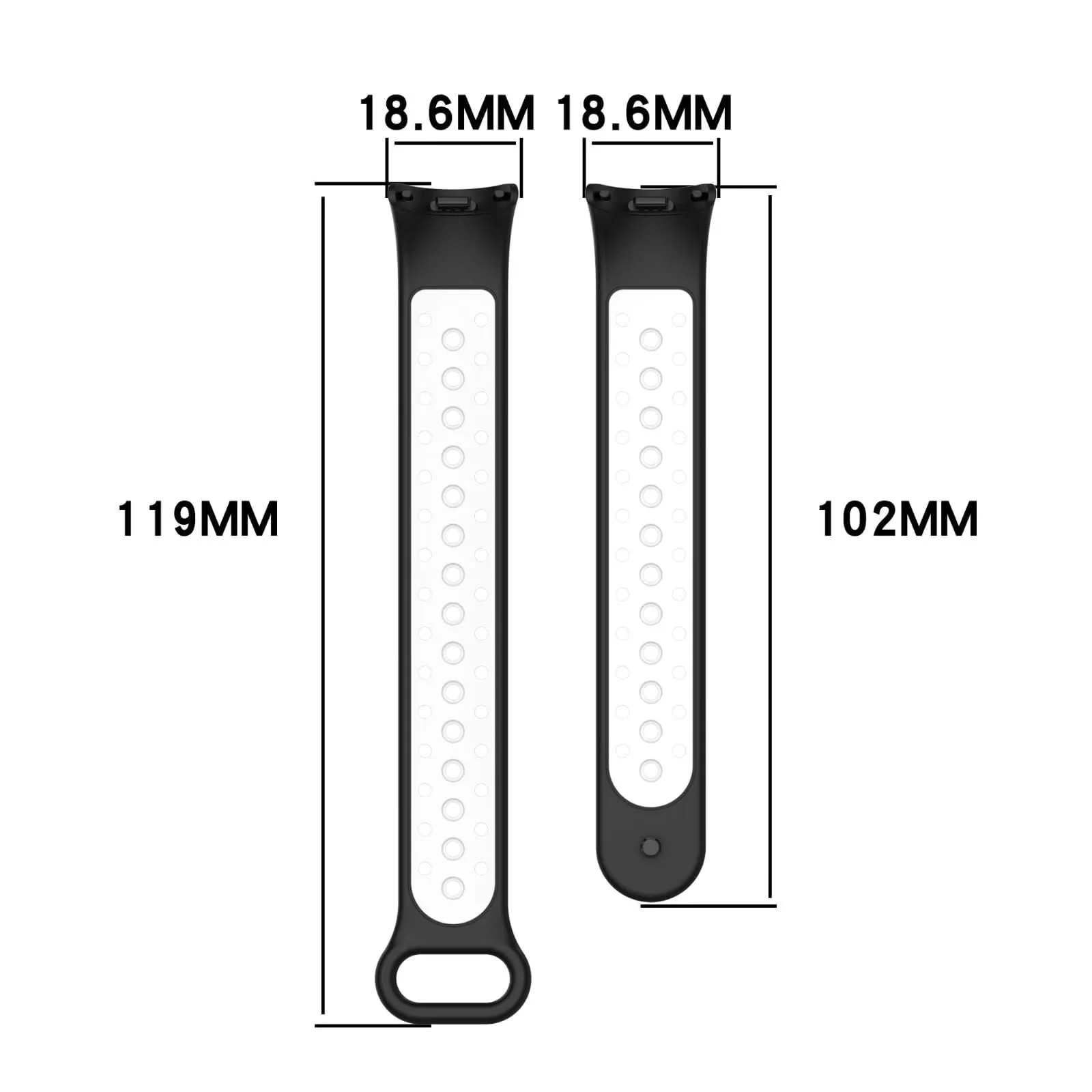 DL3 Mobilak Strap for Xiaomi Mi Band 9 / Mi Band 8, Breathable Sport Silicone Watch Band Strap, Replacement Bracelet Wristband Wrist Strap for Xiaomi Smart Band 9/Xiaomi Smart Band 8 Watch Accessories - Black White