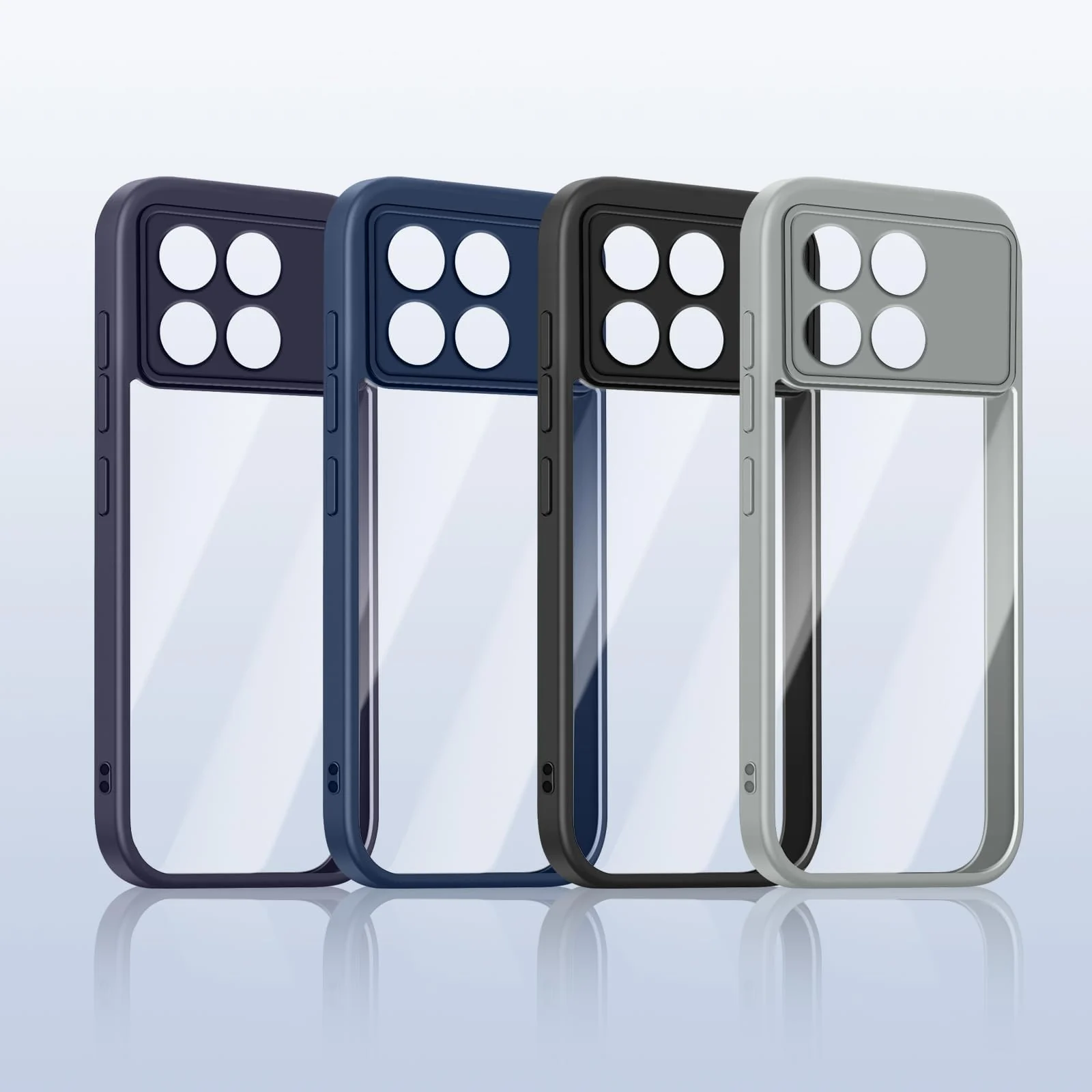 DL3 Mobilak Clear PC and TPU Protective Case for Xiaomi Poco F6 Pro 5G with Camera Protection and Military-Grade Protection - Blue