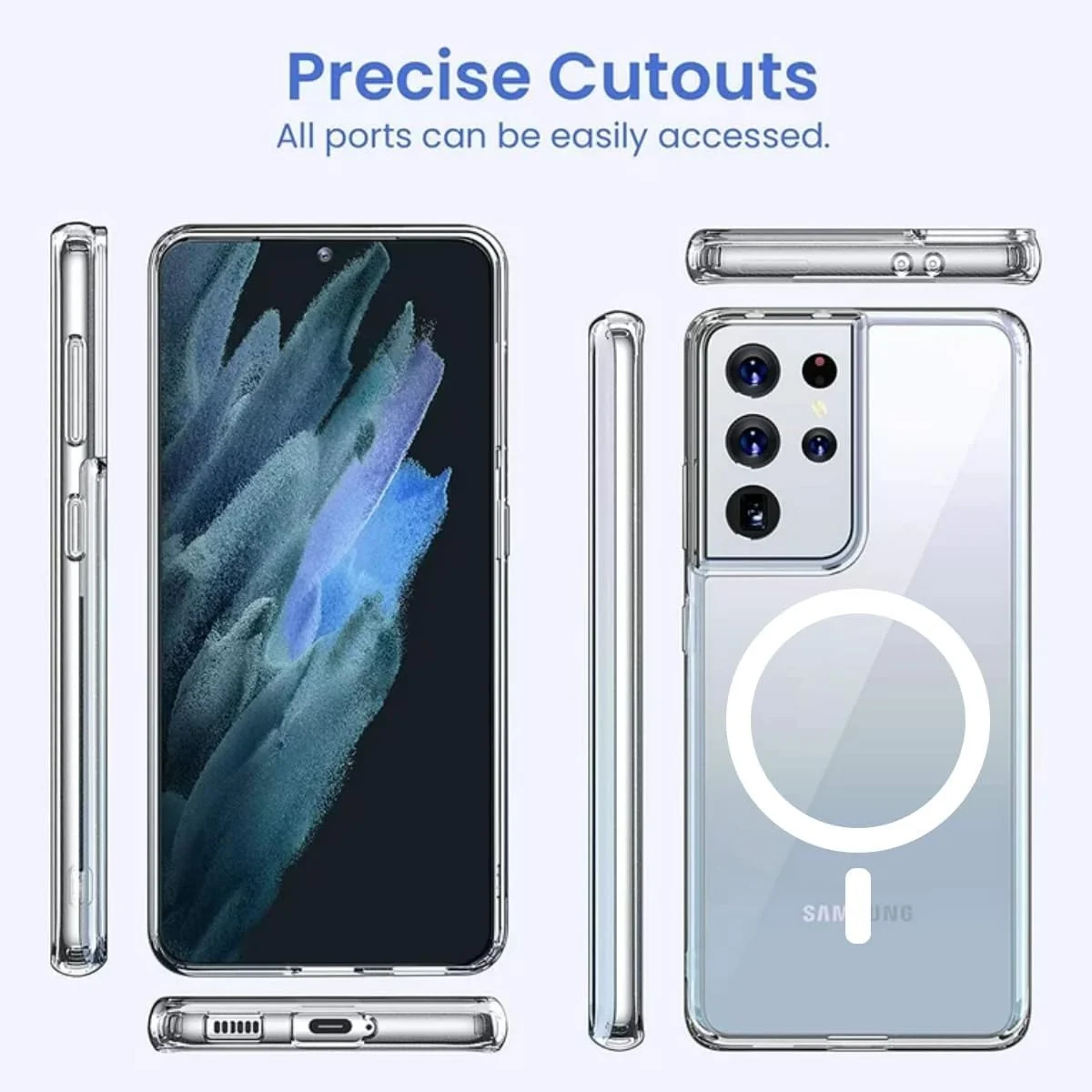 DL3 Mobilak for Samsung Galaxy S21 Ultra Case [Compatible with MagSafe] [Strong Magnet] [Non-Yellowing] Magnetic Slim Thin Bumper Phone Cover, Lightweight, and Durable - Clear