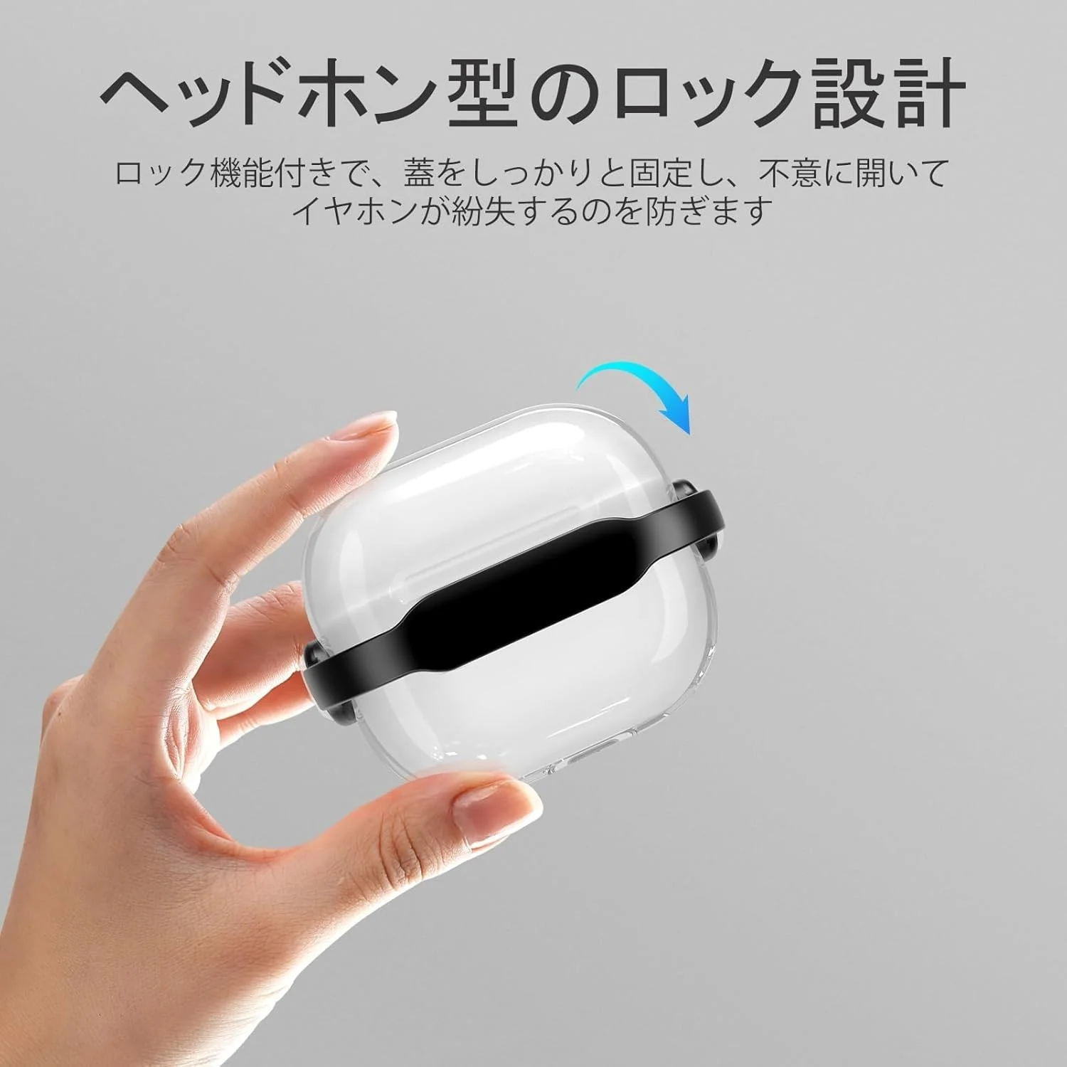 DL3 Mobilak Case for Apple AirPods 4 [With Closure Lid] [Front LED Visible] [With Wrist Strap] Skin Case Compatible with AirPods 4(2024) - Clear Black