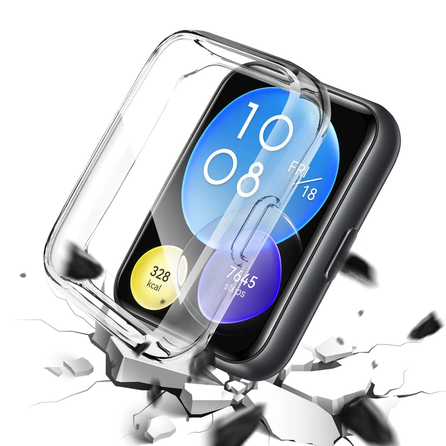 DL3 Mobilak Case Compatible with Huawei Watch Fit 2 Protective Case, Flexible TPU Full Protection Screen Protector Cover Scratch-Resistant Screen Protector Case For Huawei Fit 2 - Clear