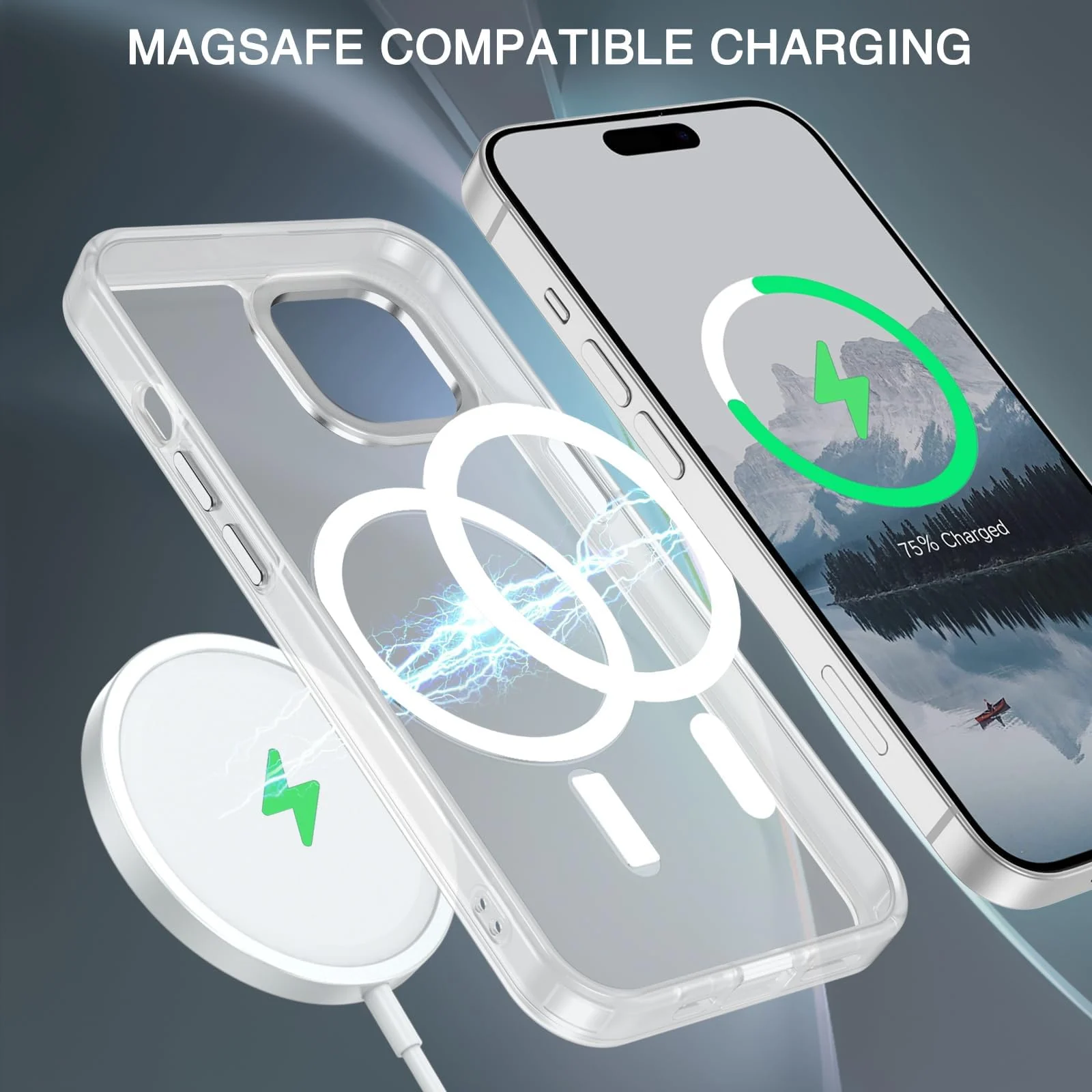 DL3 Mobilak Wallet Case with Card Slot for iPhone 15 (6.1 Inch) with Ring Holder and Magnetic Car-Mount Support - White
