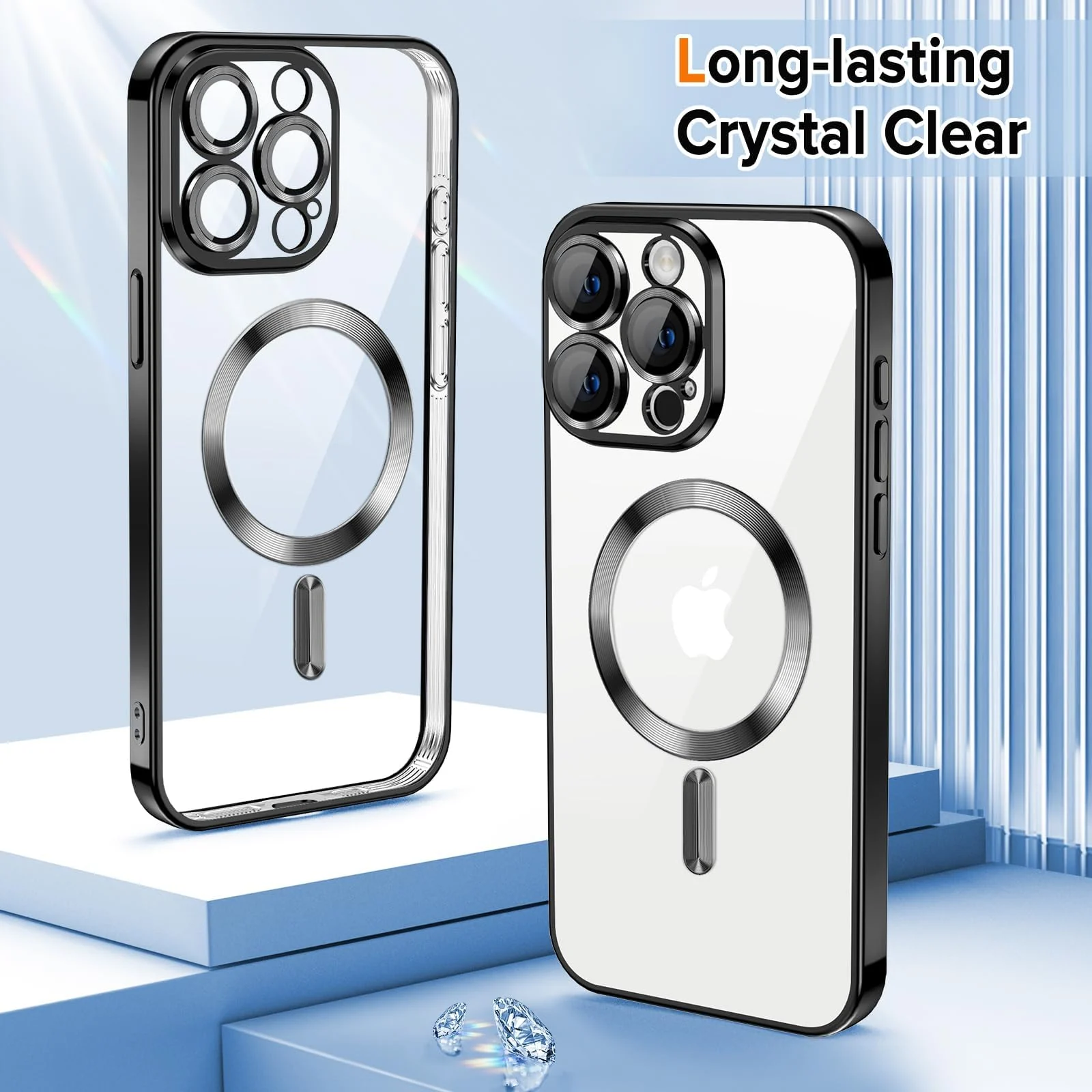 DL3 Mobilak Clear MagSafe-Compatible Magnetic Case for iPhone 12 Pro Max with Camera Protection - Black