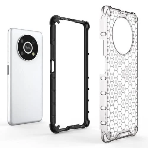 DL3 Mobilak Case For Honor X9 4G / Honor X9 5G, [Honeycomb Design] Drop Protection, Ultra Thin TPU + PC Transparent Silicone Protective Case, Shockproof Cover - Clear