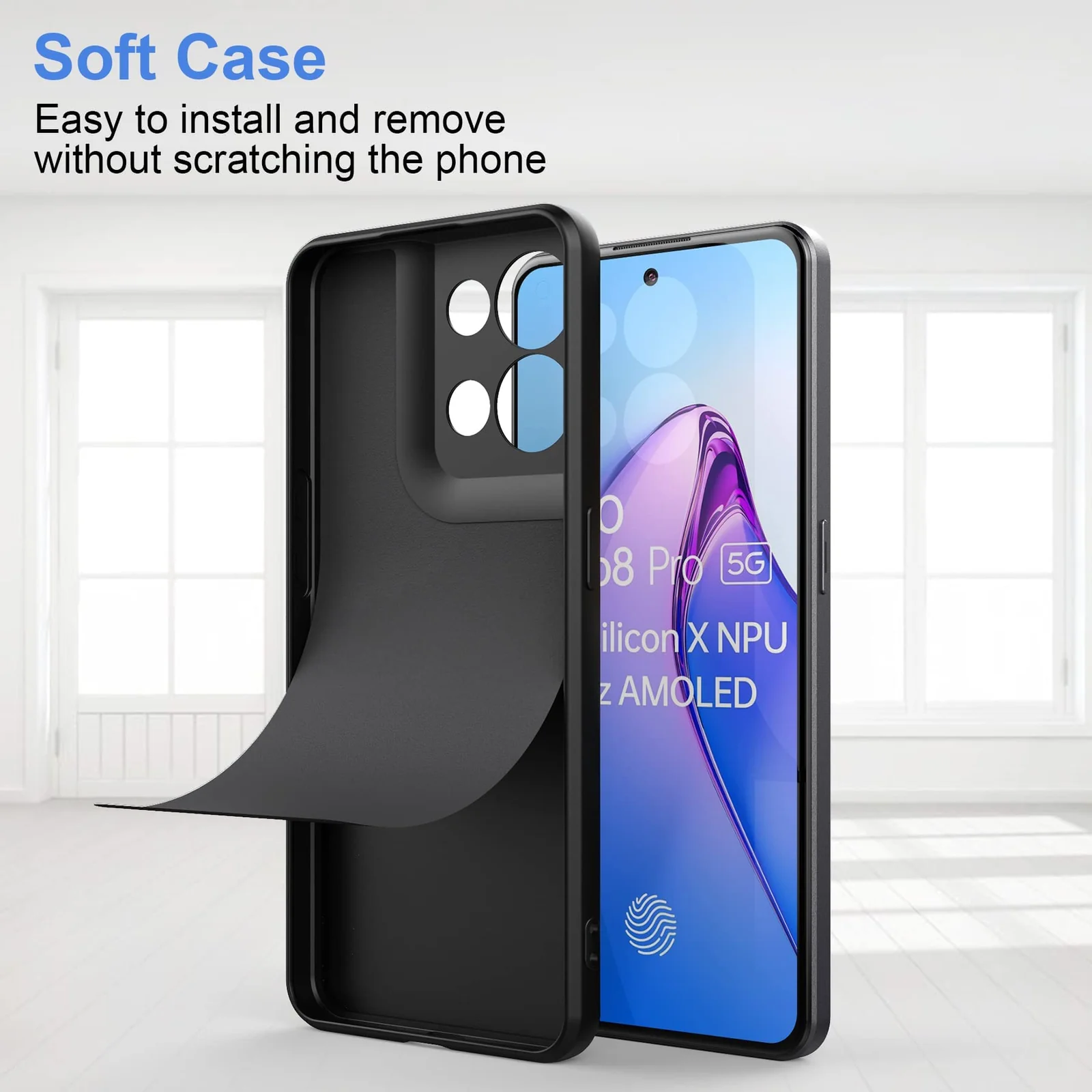 DL3 Mobilak Compatible with OPPO Reno 8 Pro 5G / Reno8 Pro+ Plus 5G Case, Liquid Silicone Case, Full Body Camera Protective Cover, Shockproof, Slim Phone Case, Soft Microfiber Lining - Black