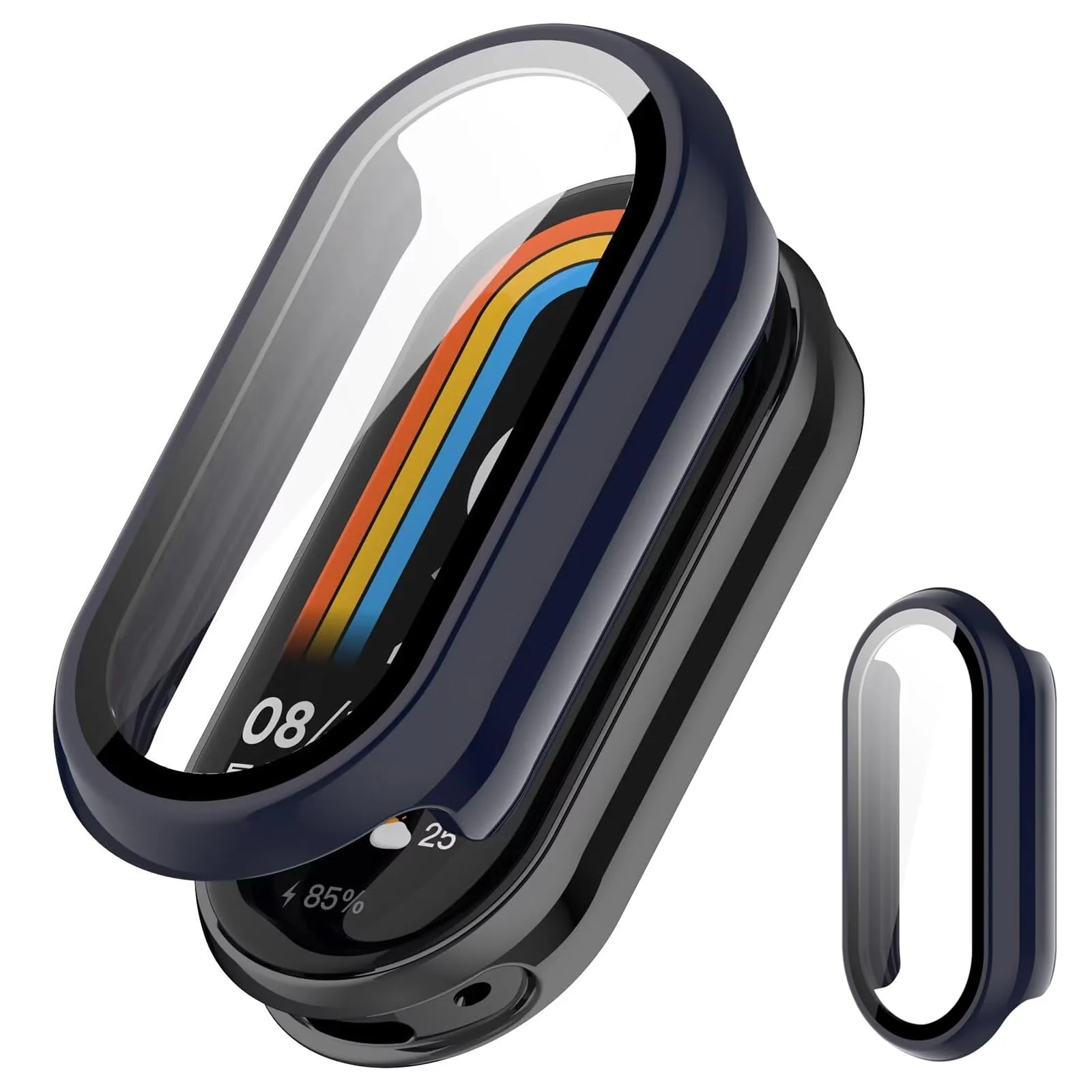 DL3 Mobilak Case Compatible with Xiaomi Mi Band 10, Full Coverage Slim Hard Case Protective Bumper Built-in Tempered Glass Screen Protector Shell for Xiaomi Smart Band 10