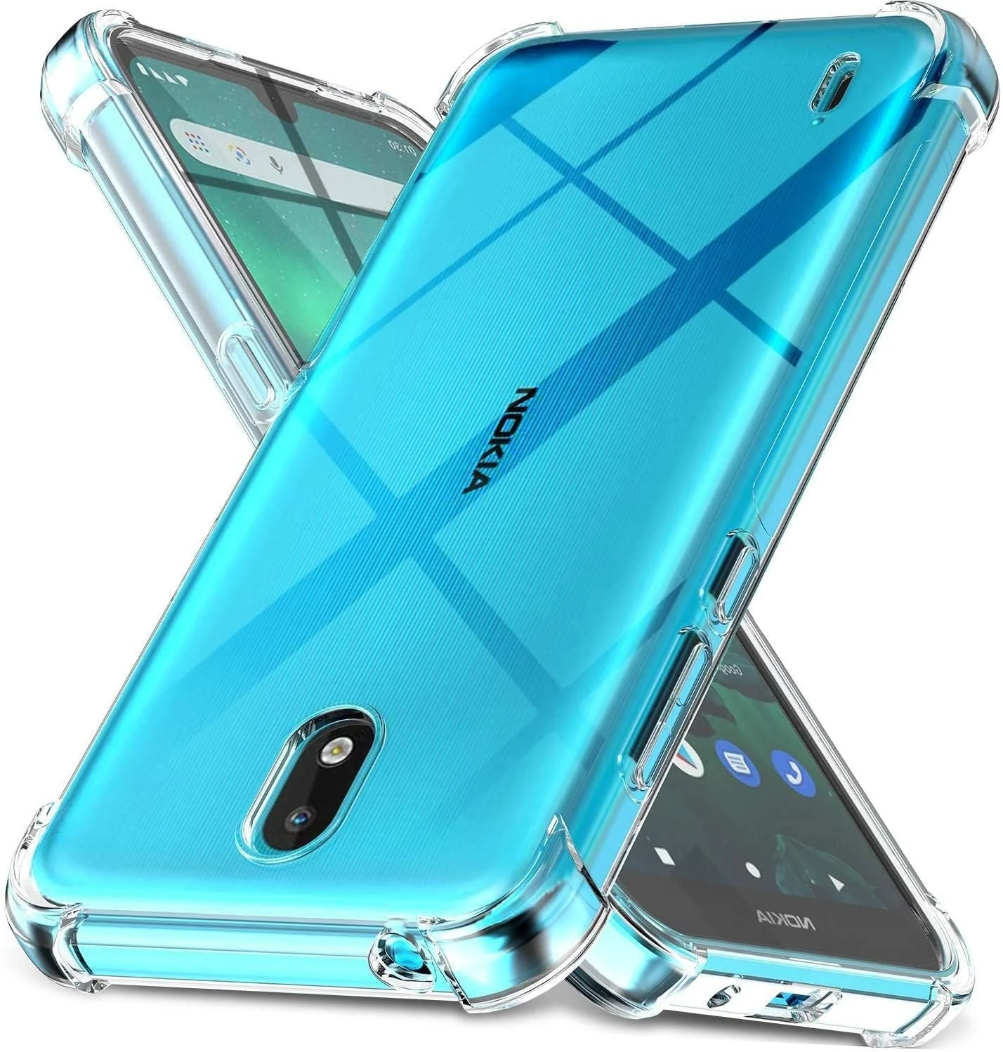 DL3 Mobilak Case Compatible with Nokia C1 2nd Edition, Cover Silicone TPU Gorilla Anti-shock Protector Camera Shockproof Corners - Clear
