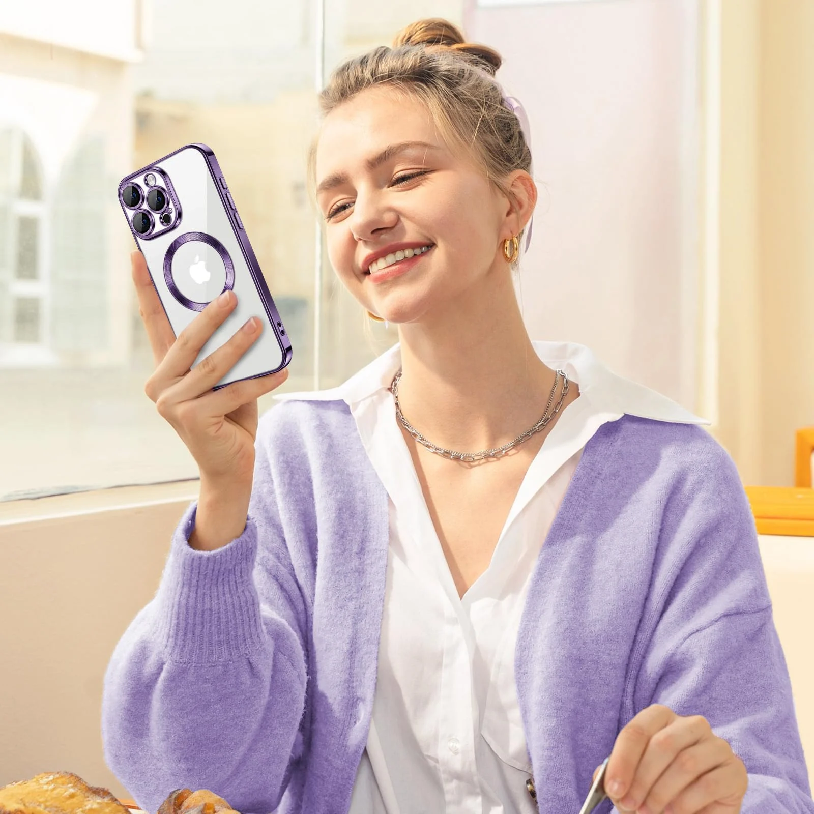 DL3 Mobilak Plated-Edge Protective Case for iPhone 11 Pro 5.8-Inch with Built-in, Supports wireless charging, Camera protection, Scratch-resistant surface - Deep Purple