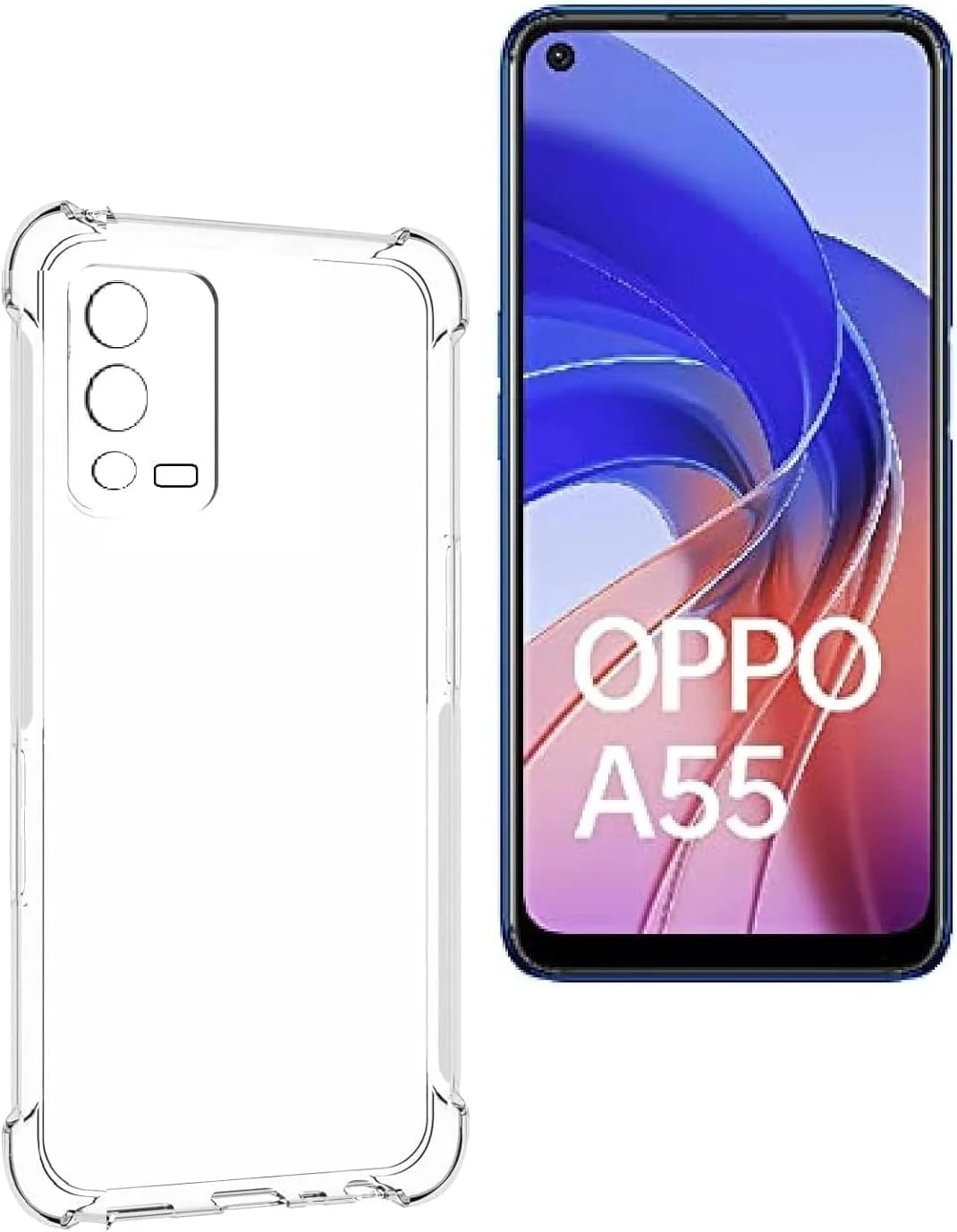 DL3 Mobilak Clear TPU Protective Case for OPPO A55 with Camera Protection and Shockproof Design - Clear