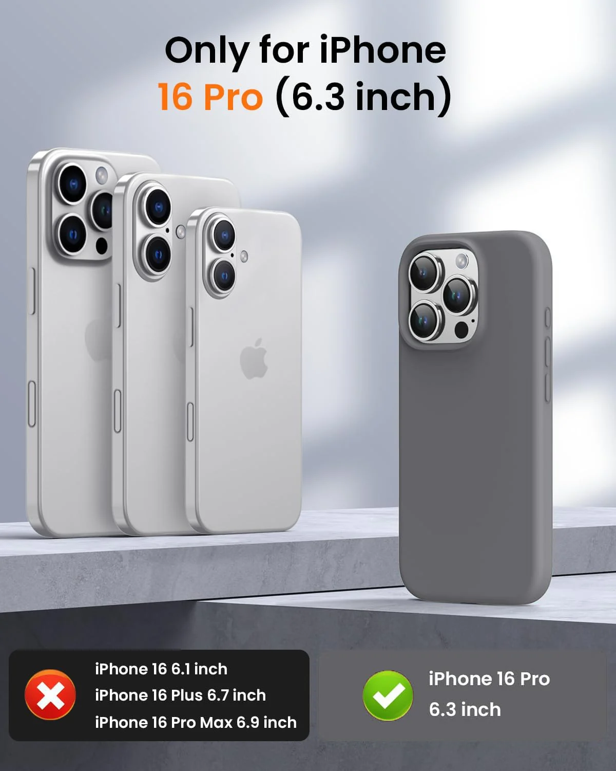 DL3 Mobilak Compatible with iPhone 16 Pro Max 6.9-inch Case, Premium Liquid Silicone Case, Full Body Protective Cover, Shockproof, Slim Phone Case, Anti-Scratch Soft Microfiber Lining - Gray