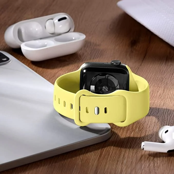 DL3 Mobilak Bands Compatible with Apple Watch Ultra 49mm 45mm 44mm 42mm 41mm 40mm 38mm, Replacement Soft Silicone Strap for iWatch Ultra/Ultra 2 Series 9/8/7/6/5/4/3/2/1 (42MM/44MM/45MM/49MM) - Yellow