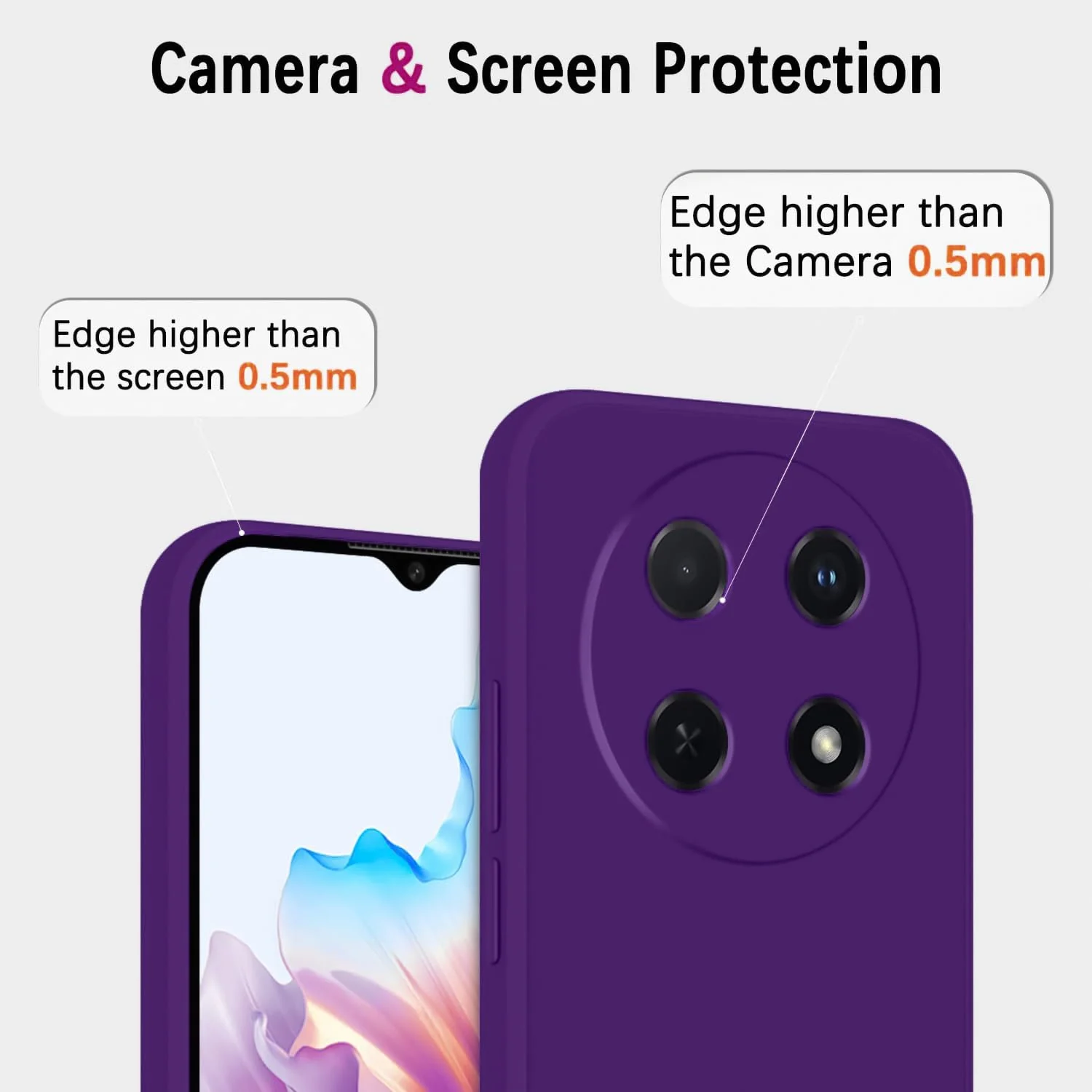 DL3 Mobilak Liquid Silicone Protective Case for Huawei nova 12i with Microfiber Lining and Shockproof Design - Purple