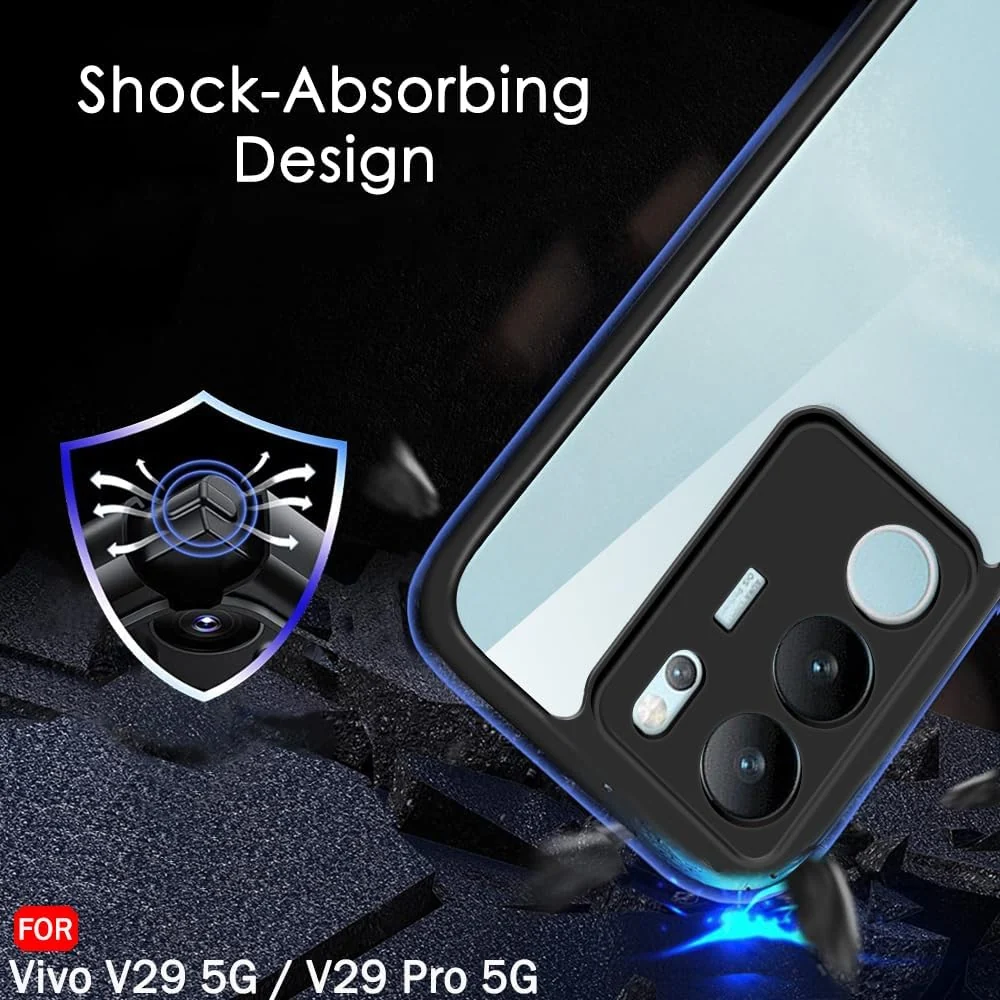 DL3 Mobilak Clear TPU Case for vivo V29 / vivo V29 Pro, Camera protection, Shock-absorbing protection, Scratch-resistant surface - Black