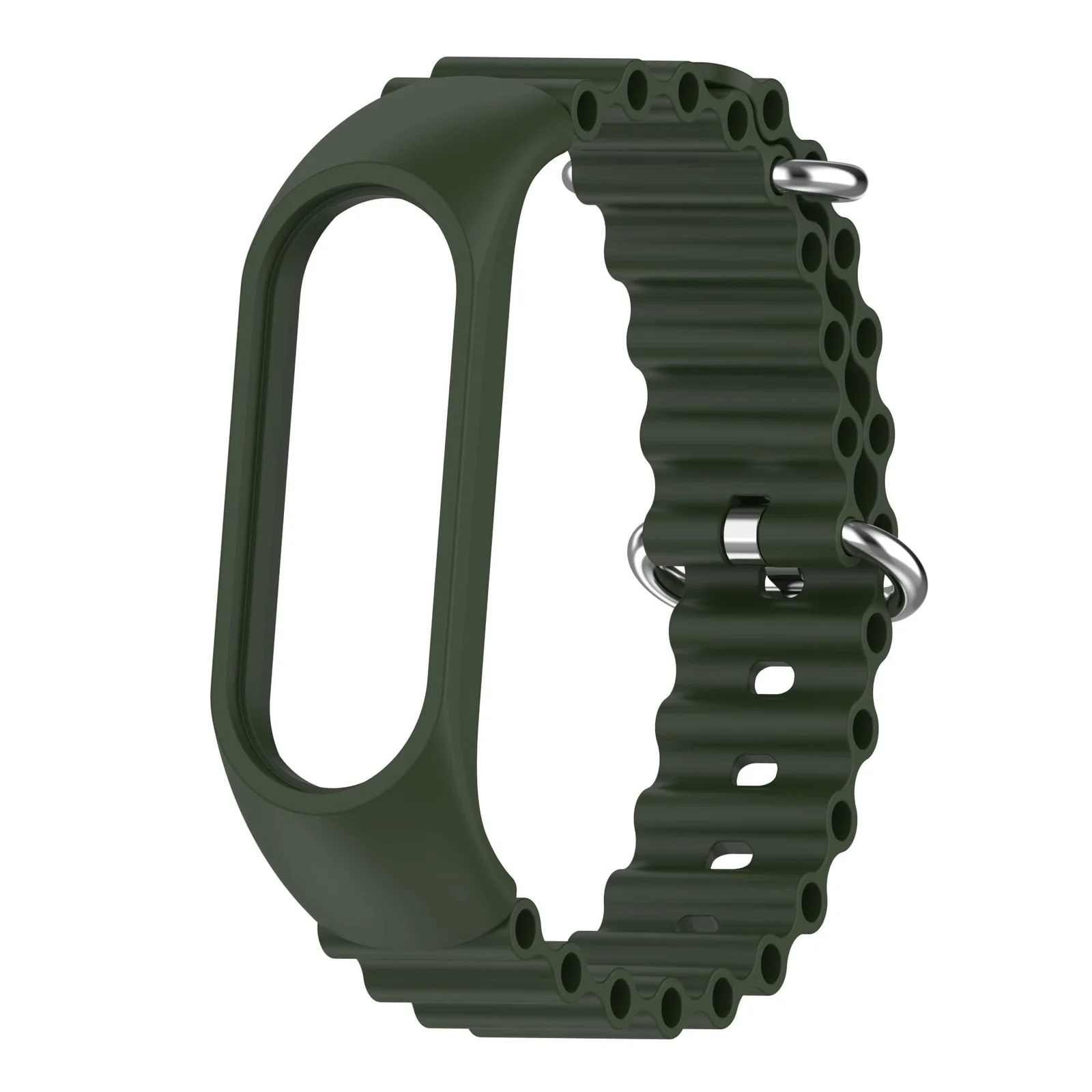 DL3 Mobilak Ocean Band for Xiaomi Mi Band 7/Mi Band 6/Mi Band 5/Mi Band 4/Mi Band 3, Adjustable Silicone Stretchy Sport Strap Women Men Replacement Wristband - Green