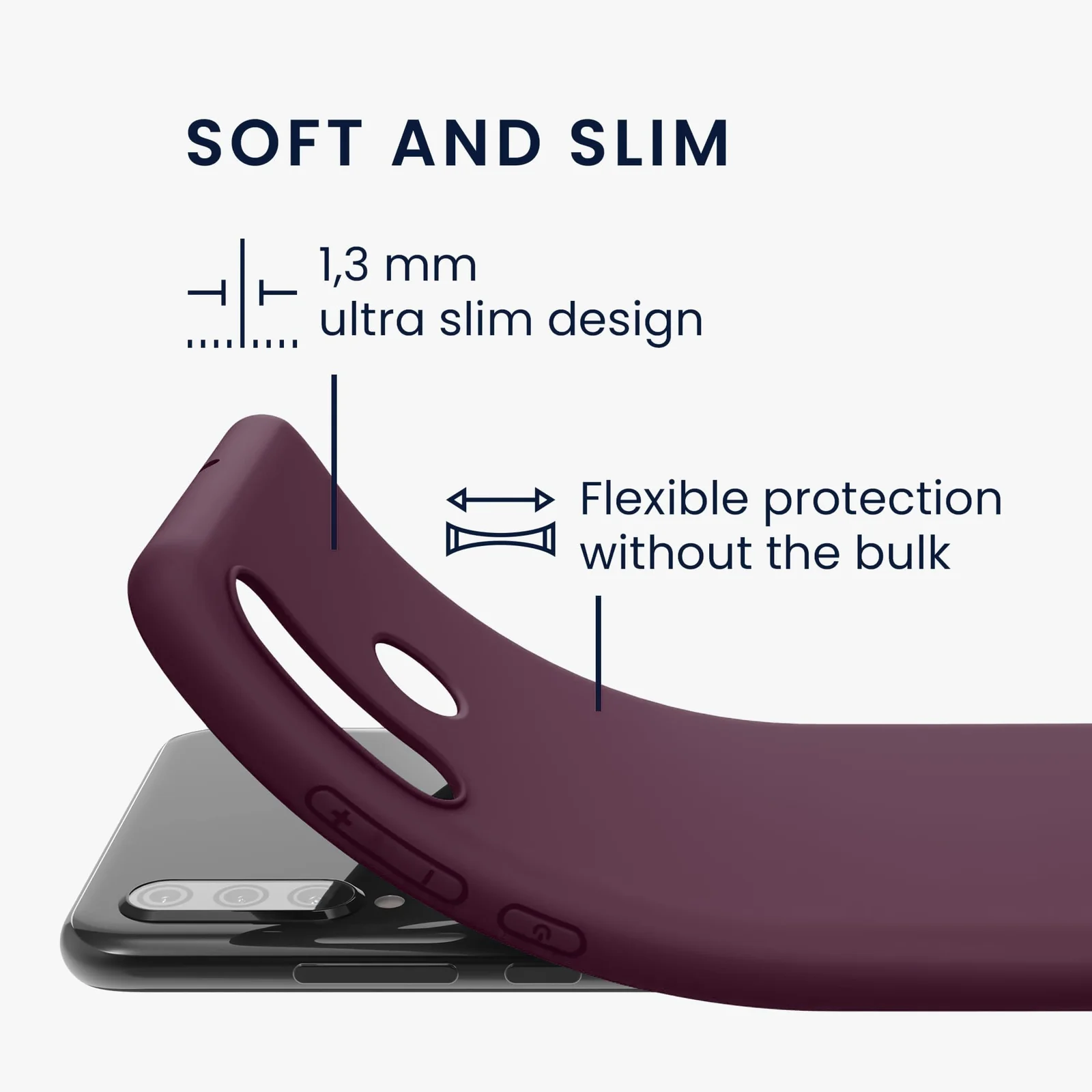 DL3 Mobilak Silicone Protective Case for Huawei Y9S / Honor 9X Pro / P Smart Pro 2019, Shock-absorbing protection, Scratch-resistant surface, Soft microfiber lining - Wine Red