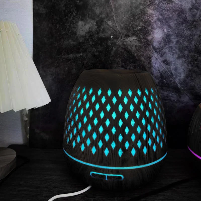 Mobigon Essential Oil Diffuser, Aromatherapy Diffuser 500ml with Remote Control, 4 Timer & Auto-Off Safety Switch, 7 Color LED Lights Mode, 10 Hours Quiet Humidifier for Bedroom - E.Dark Woody