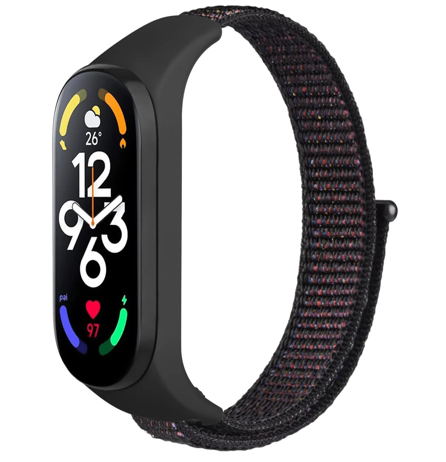 DL3 Mobilak Nylon Sport Band Compatible with Xiaomi Mi Band 7/Mi Band 6/Mi Band 5/Mi Band 4/Mi Band 3/Amazfit Band 5 for Women Men, Soft Adjustable Breathable Sport Loop Watch Strap - Official Black