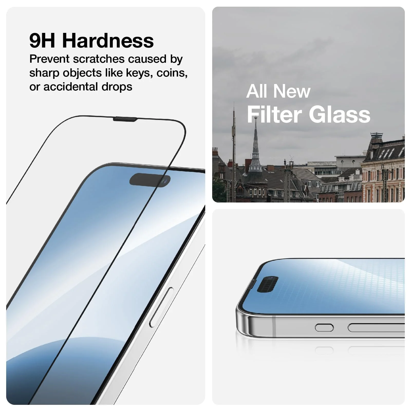 DL3 Mobilak Screen Protector for iPhone 15 Pro Max 6.7 inch, 9H Hardness Tempered Glass Film, Ultra HD Clear, No Bubbles, Built-in Dust Filter, with Easy Installation Frame - Black