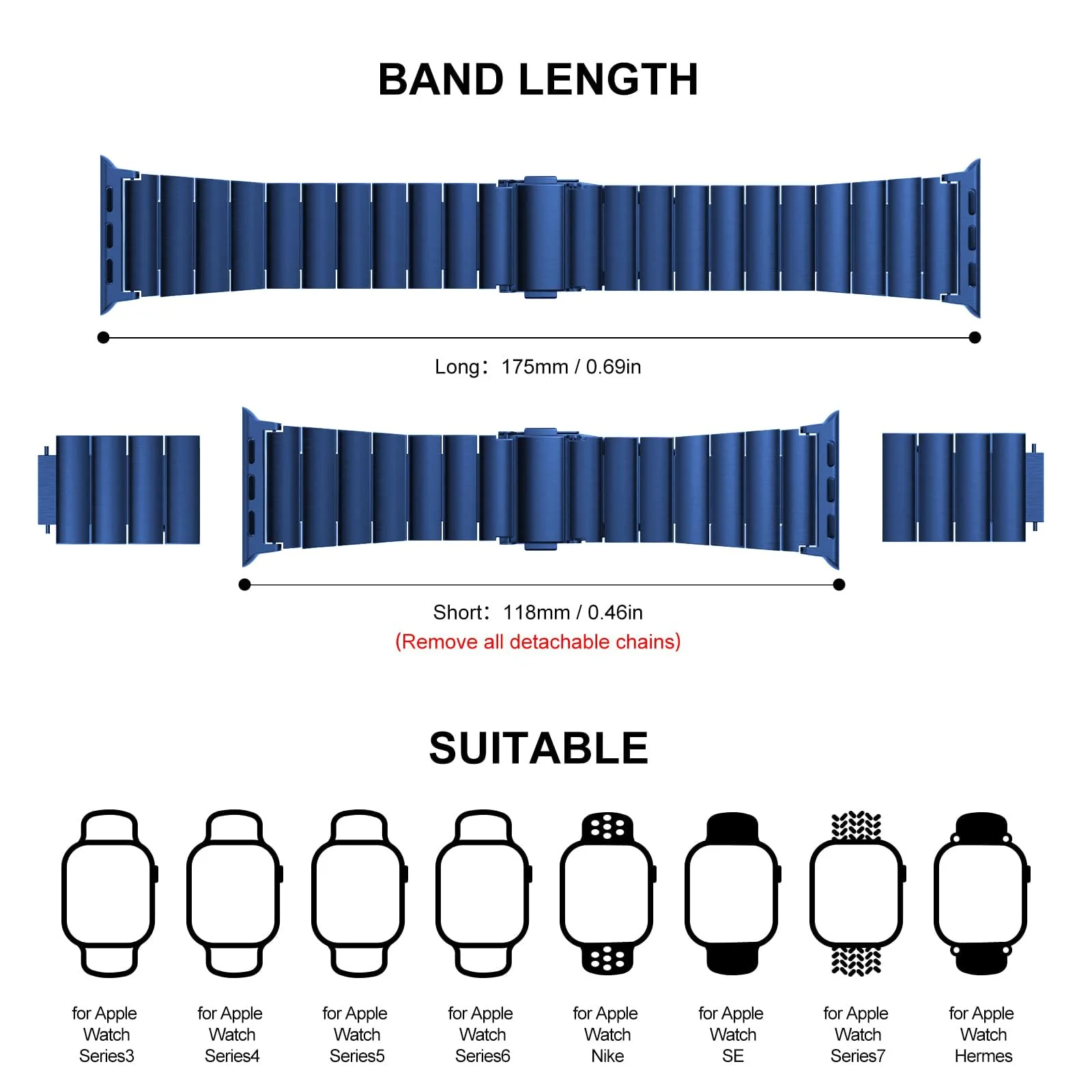 DL3 Mobilak Band For Apple Watch Ultra Band 49mm 45mm 44mm 42mm 41mm 40mm 38mm, Metal Stainless Steel Strap for Apple Watch Series 8 Ultra 7 6 5 4 3 2 1 Se (42MM/44MM/45MM/49MM) - Blue