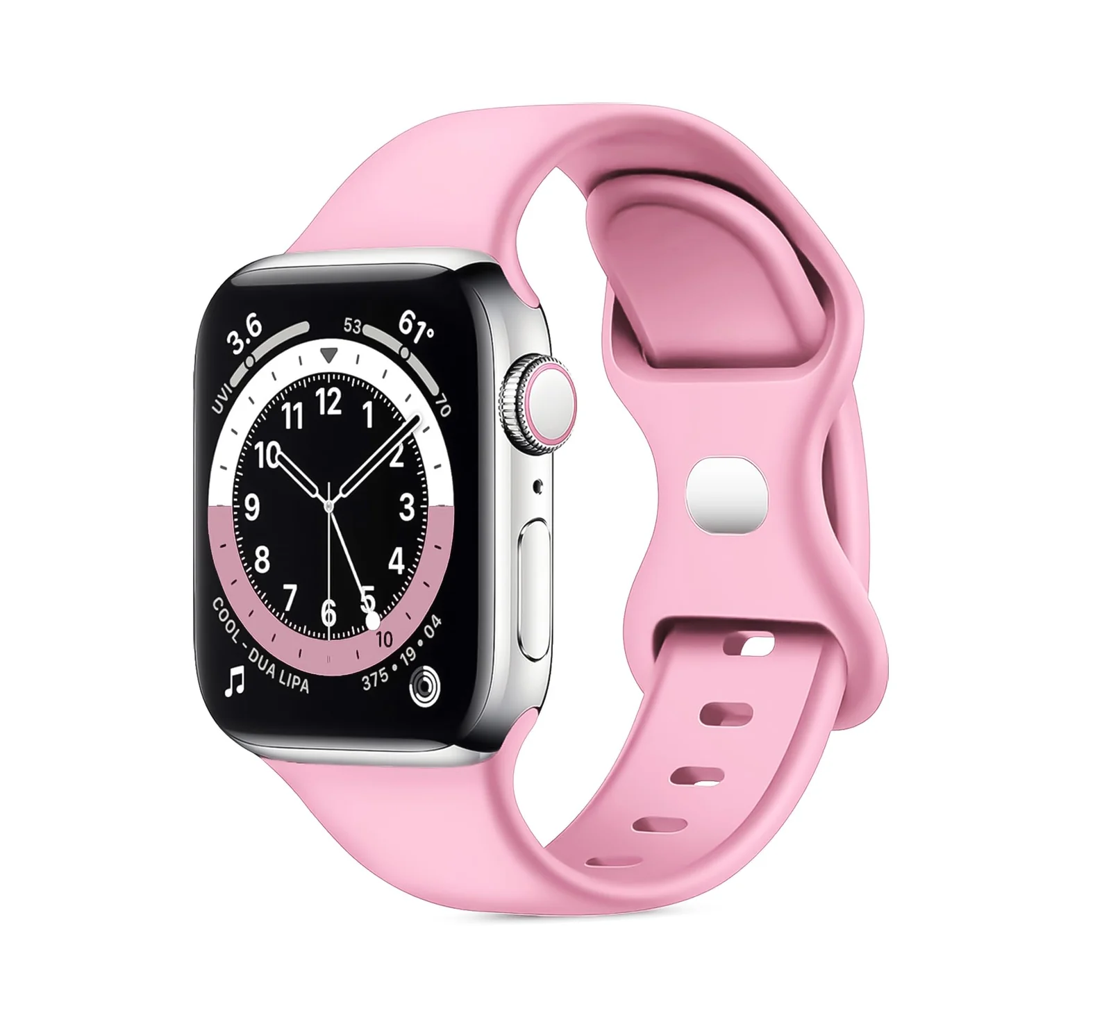DL3 Mobilak Band with Case Compatible with Apple Watch 44mm, Silicone Sport Wristband Replacement, Strap With Cover Built-in Glass Screen Protector for iWatch Series 6 5 4 SE SE 2 - Pink
