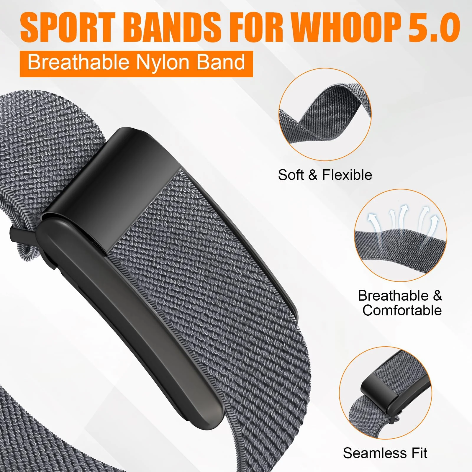 DL3 MOBILAK Replacement Watch Strap for Whoop 5.0 - Gray