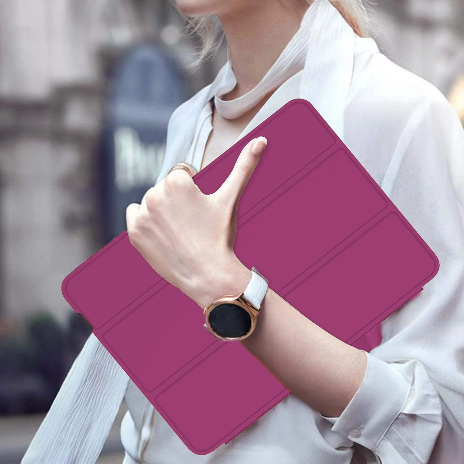 DL3 Mobilak Smart Case Compatible with iPad Pro 12.9 Inch Case 2022/2021/2020 (6th/5th/4th Gen) Case Flip Cover Leather Case Soft TPU Back And Trifold Stand With Auto SleeP - Rose Red