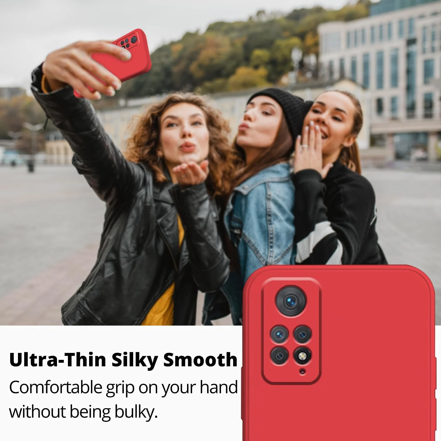 DL3 Mobilak Liquid Silicone Protective Case for Xiaomi Redmi Note 12 Pro 4G / Redmi Note 11 Pro 4G&5G with Microfiber Lining and Shockproof Design - Red