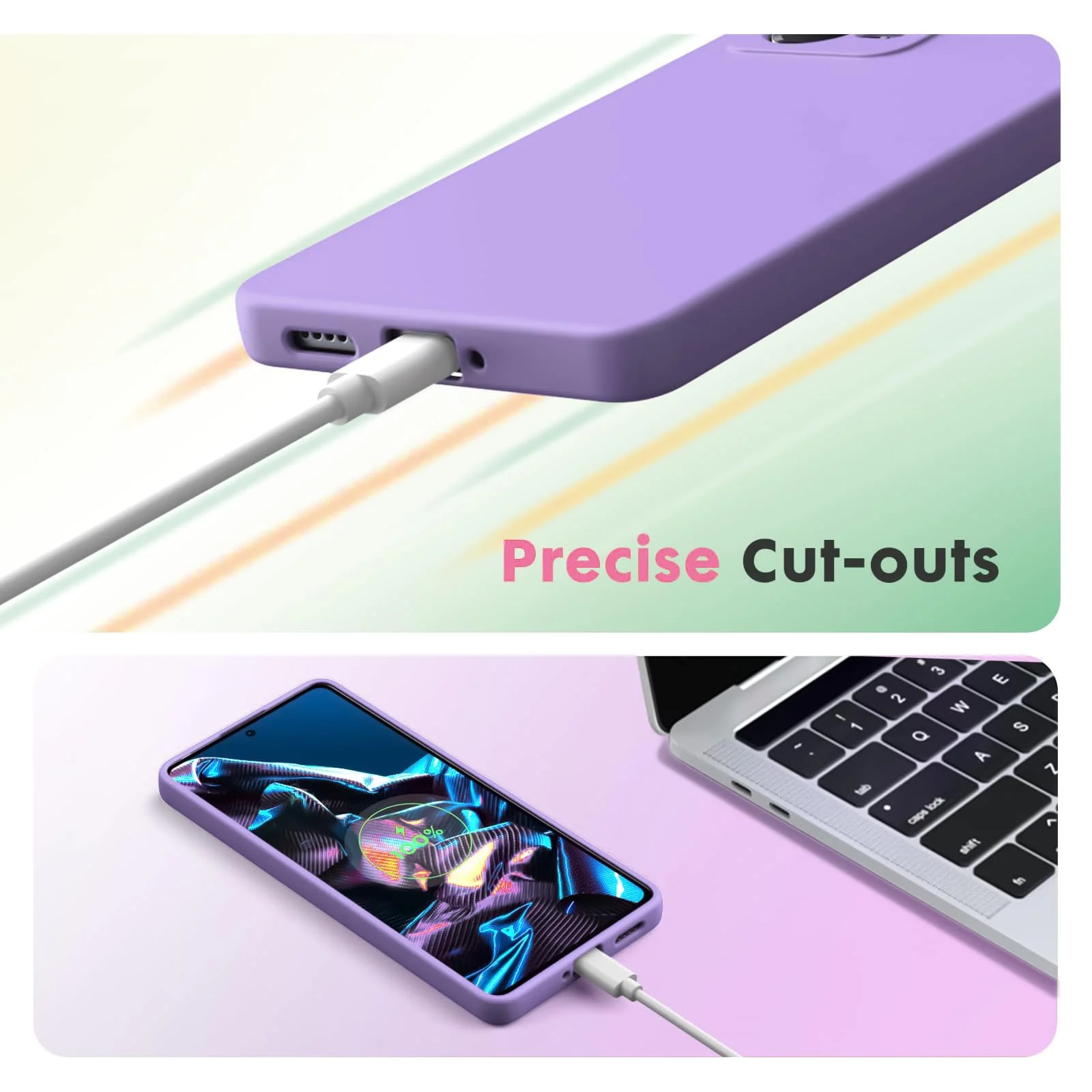 DL3 Mobilak Silicone Protective Case for POCO X5 Pro 5G, Shock-absorbing protection, Scratch-resistant surface, Soft microfiber lining - Light Purple