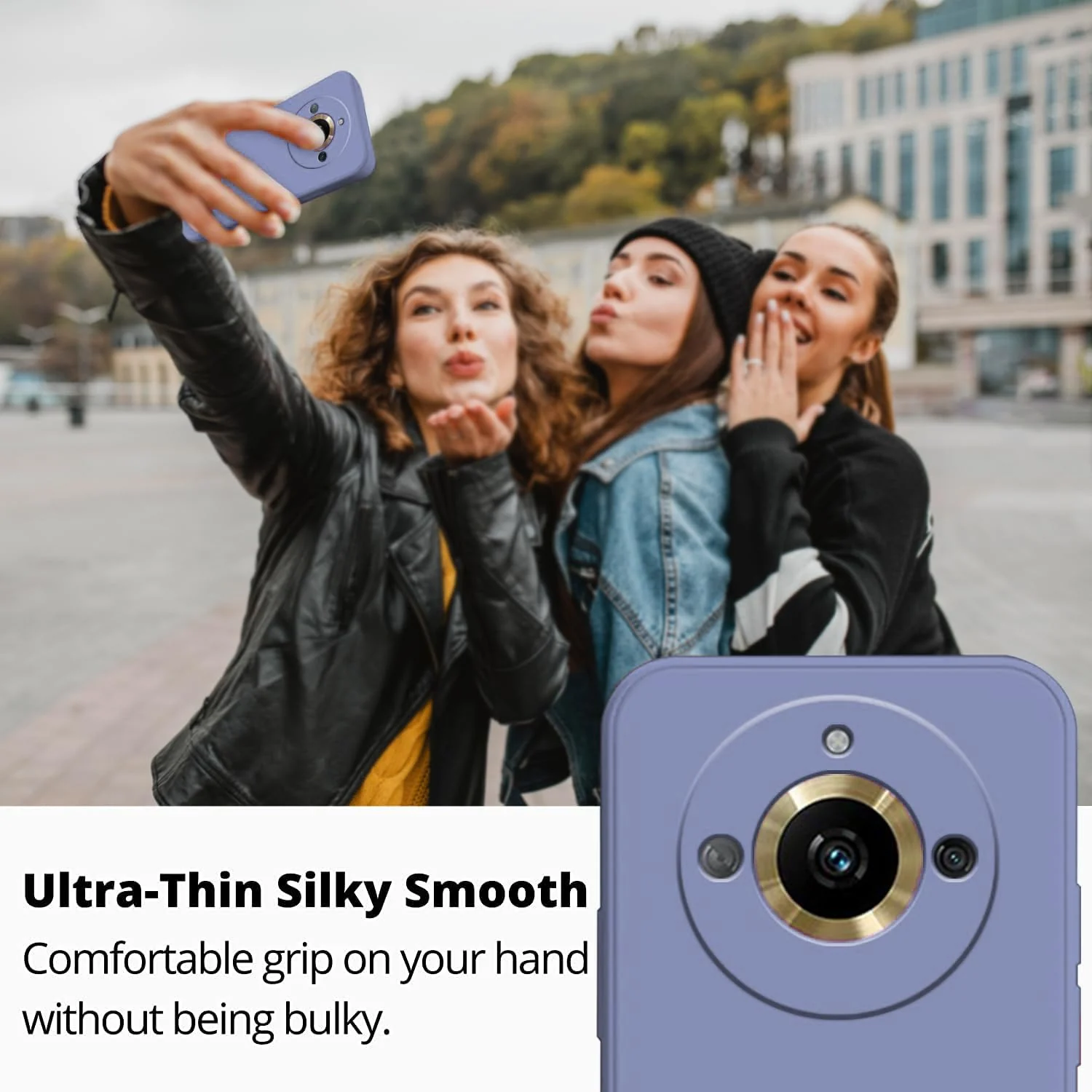 DL3 Mobilak Liquid Silicone Protective Case for realme 11 Pro / realme 11 Pro+ Plus 5G with Microfiber Lining and Shockproof Design - Lavender Gray