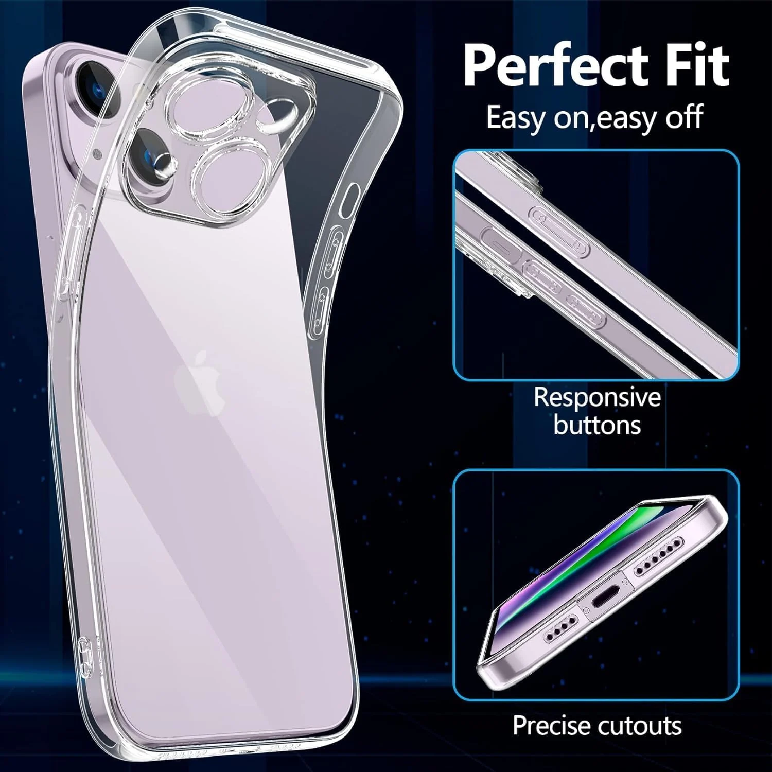 DL3 MOBILAK Camera Protective Case Compatible with iPhone Case Transparent, Mobile Phone Case iPhone Thin Soft Silicone Anti-Yellow Protective Case - Clear