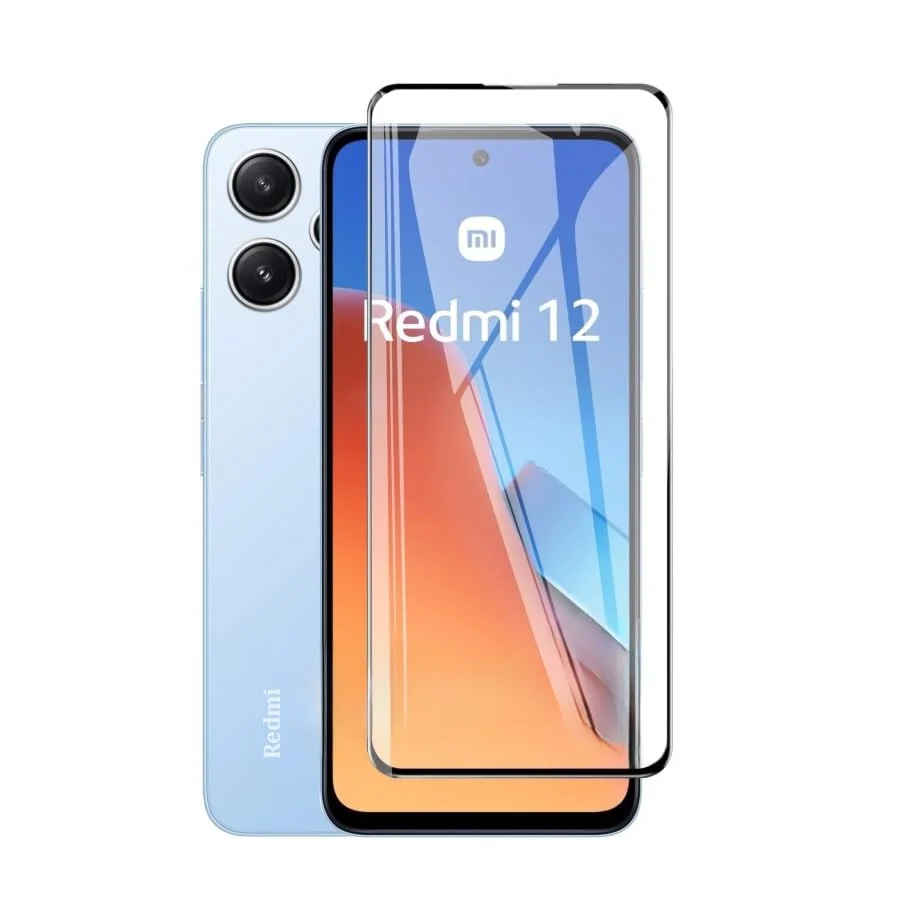 DL3 Mobilak 5D Full Glass Screen Protector For Xiaom Redmi 12. Black Frame - Clear
