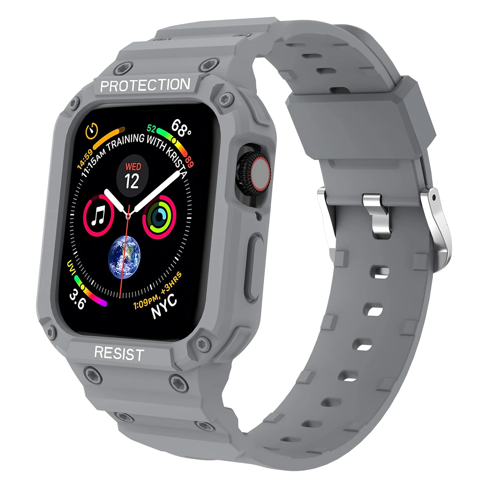 Dl3 Mobilak Compatible With Apple Watch Band Ultra 2/1 49MM with Bumper Case, Rugged Men Bands for iWatch Ultra 2 / Ultra 49MM, Sport Military Protector Drop-proof Shockproof (White)